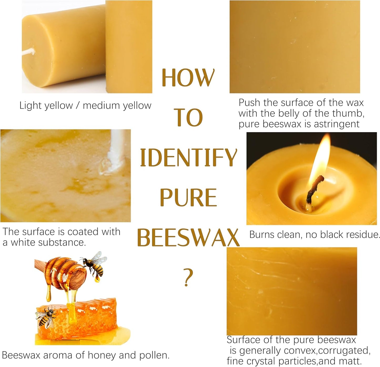 Beeswax Candles Pillar 3 Pack, 2x4 Inch Non Toxic Bees Wax Candle for Home, 35 Hour Natural Honey Scented Pillar Candle for Air Purification, Emergency, Meditation