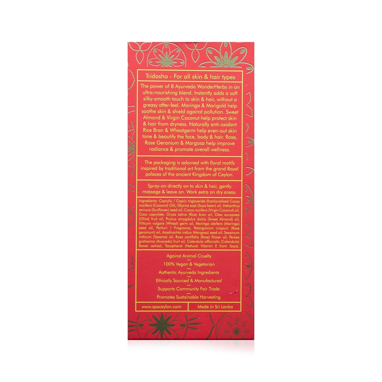 SPA CEYLON Wonder Oil Island Rose, Luxurious Moisturizing Body Oil with Ayurvedic Herbs for Skin & Hair, Non-Greasy Organic Formula, Vegan & Paraben-Free, 100 ml