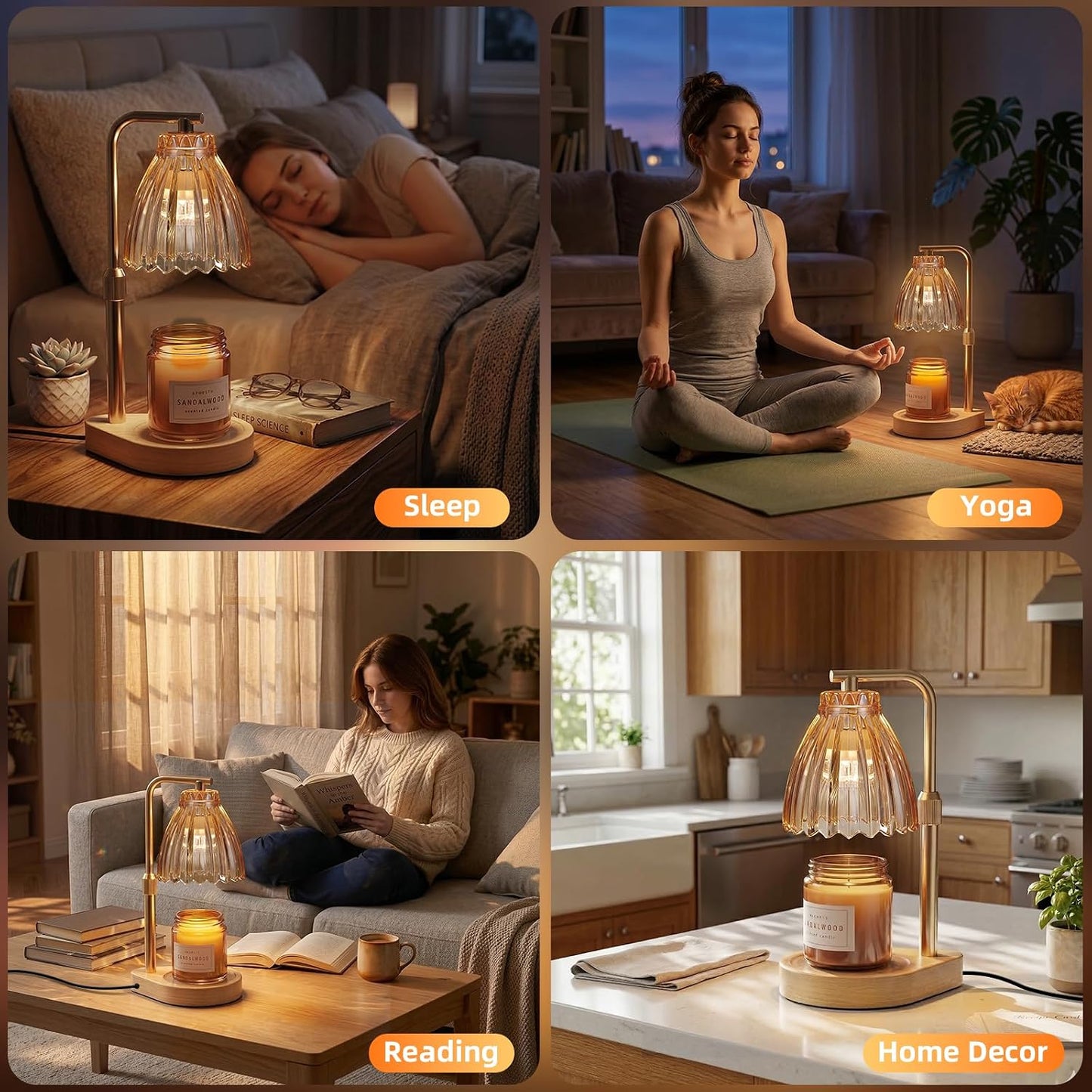 Gifts for Women, Candle Warmer Lamp with Adjustable Height, Timer & Dimmer, Birthday Gifts for Women, Elegant Gift Box & Greeting Card, Candle Lamp with 2 Bulbs for Home Decor/Bedroom/Office