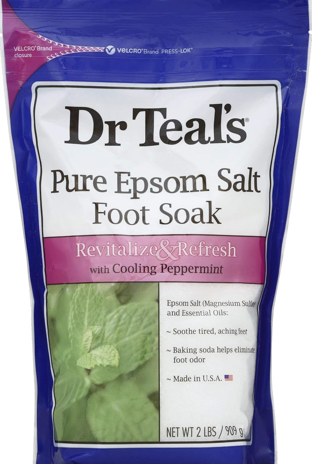 Dr. Teal's Pure Epsom Salt Foot Soak Solution Gift Set (2 Pack, 2lbs ea.) - Revitalize & Refresh with Cooling Peppermint - Essential Oils & Baking Soda Ease Aches & Pains and Eliminate & Prevent Odor