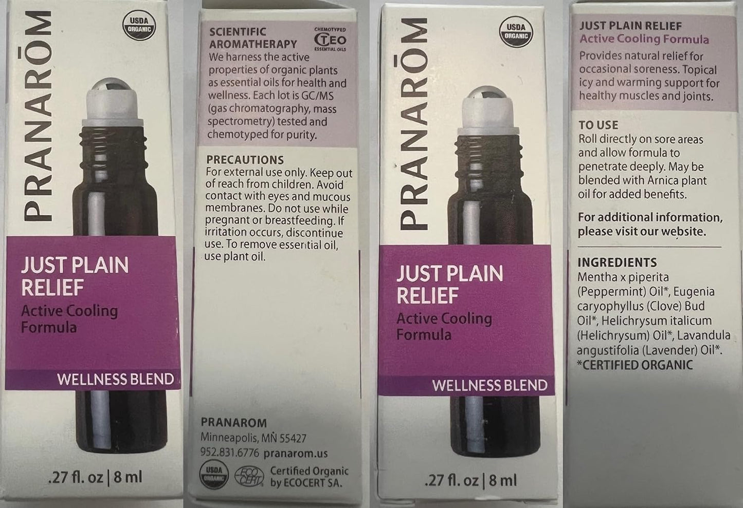 Pranarom - Just Plain Relief Essential Oils, Relaxing Aromatherapy Oils, Organic Essential Oil Blend, Essential Oils with Lavender, Peppermint & Helichrysum, 8mL