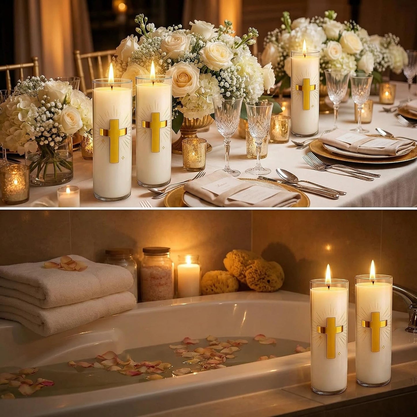 White Beeswax Candle – 2 Pack, 160-Hour, Blessed for Church, Wedding, Prayer & Home – Christian Gift for Women