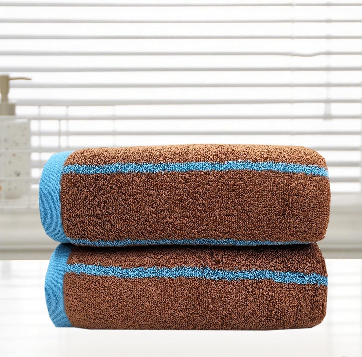 Soft Caramel-Striped Cotton Hand Towels Luxury Classical Striped Towels for Bathroom Absorbent & Quick Drying Face Towel for Shower Spa Gym Home, Coffee, 14 x 30 Inch