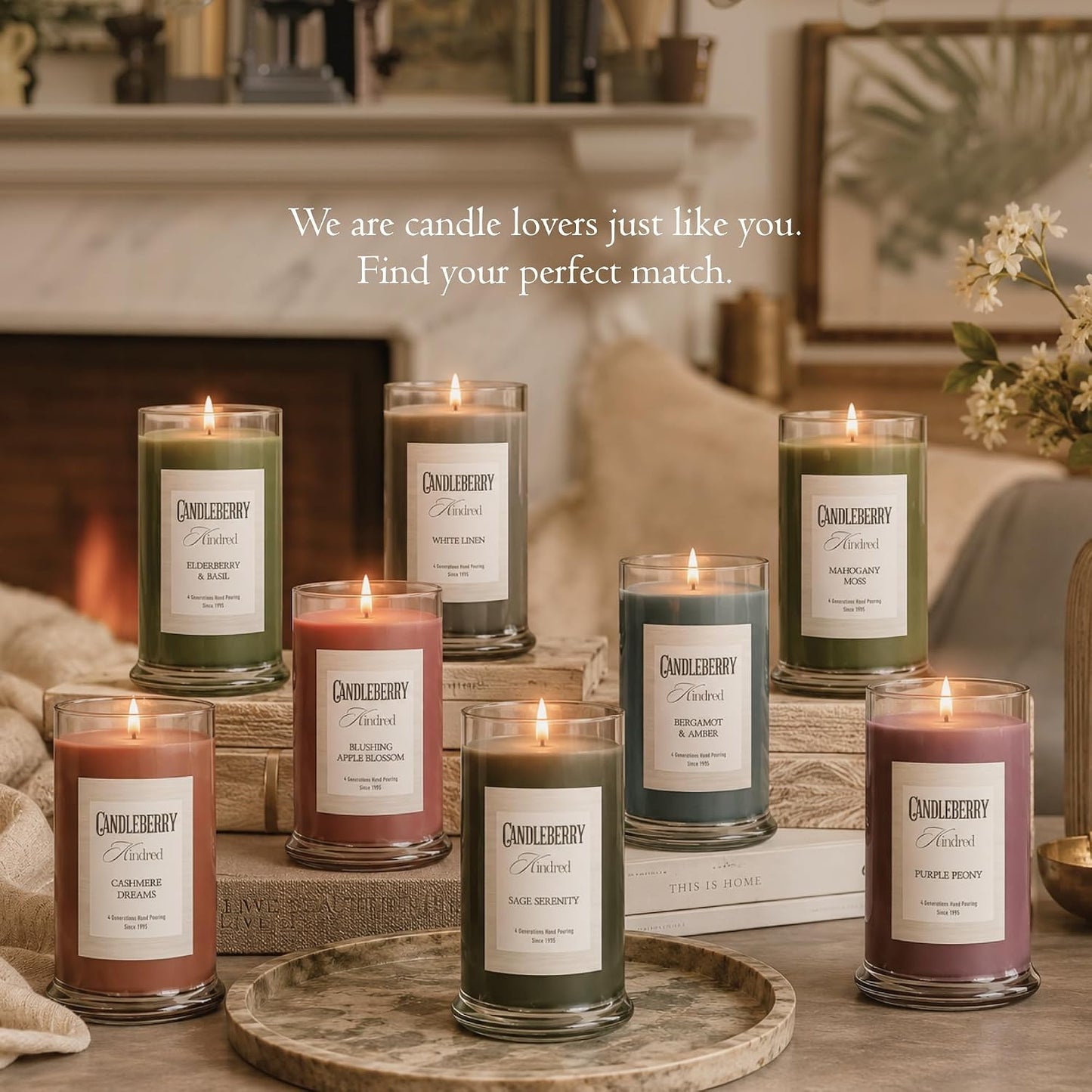 Candleberry Candles Kindred Spring Summer Collection | Luxury Glass Jar | USA Hand Poured Soy Blend Candle | Highly Scented & Long Lasting | Up to 90 Hour Burn Time (White Linen)