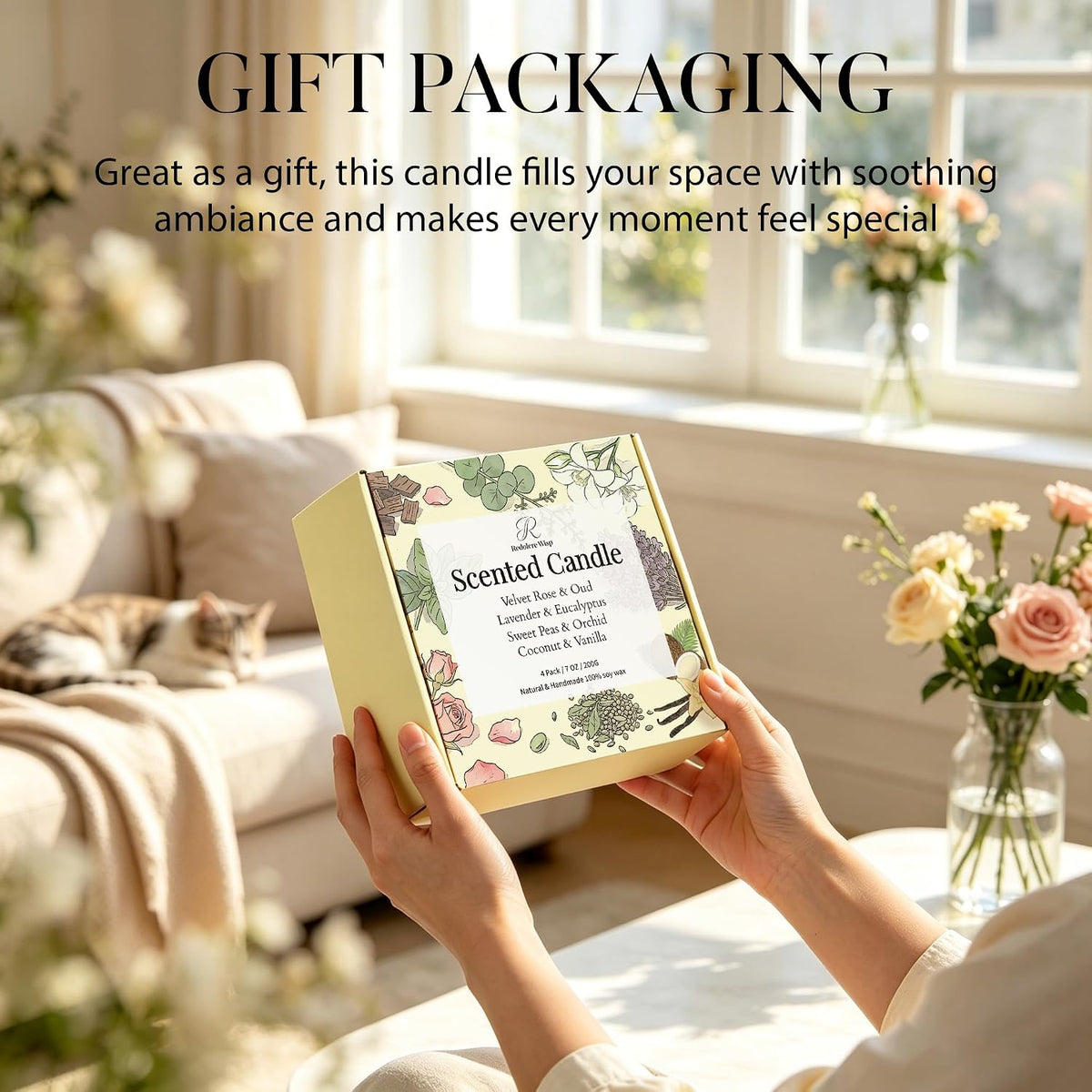 4 Pack Scented Candles Gift Set, Natural Soy Wax Non Toxic 28 oz for Home