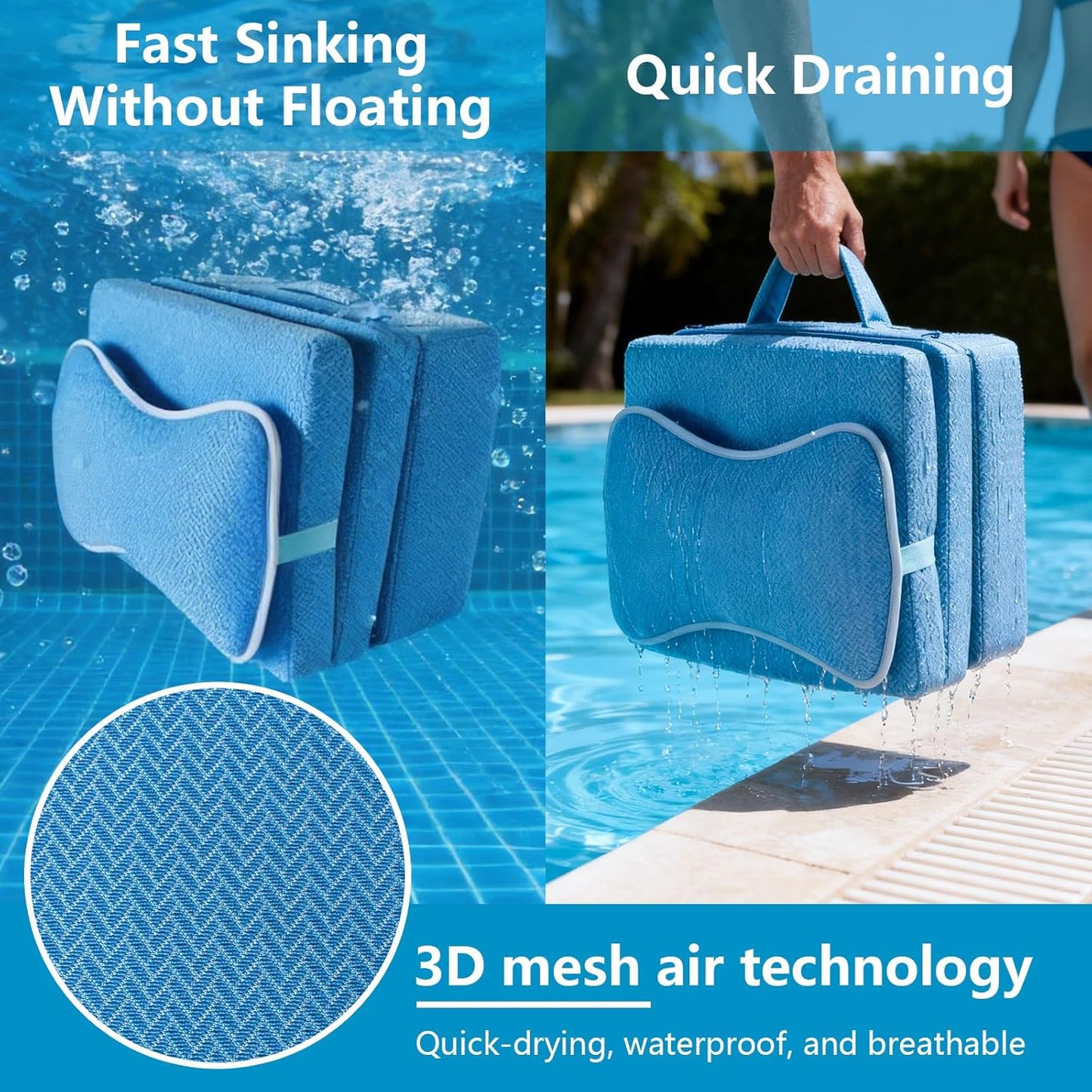 Hot Tub Booster Seat for Adults,Adjustable 3 Heights up to 8.7", Backrest and Removable Bath Pillow,Thickened Bathtub Cushion,3D Air Mesh Hot Tub Accessories,Full Body Support for Back Pain Relief.