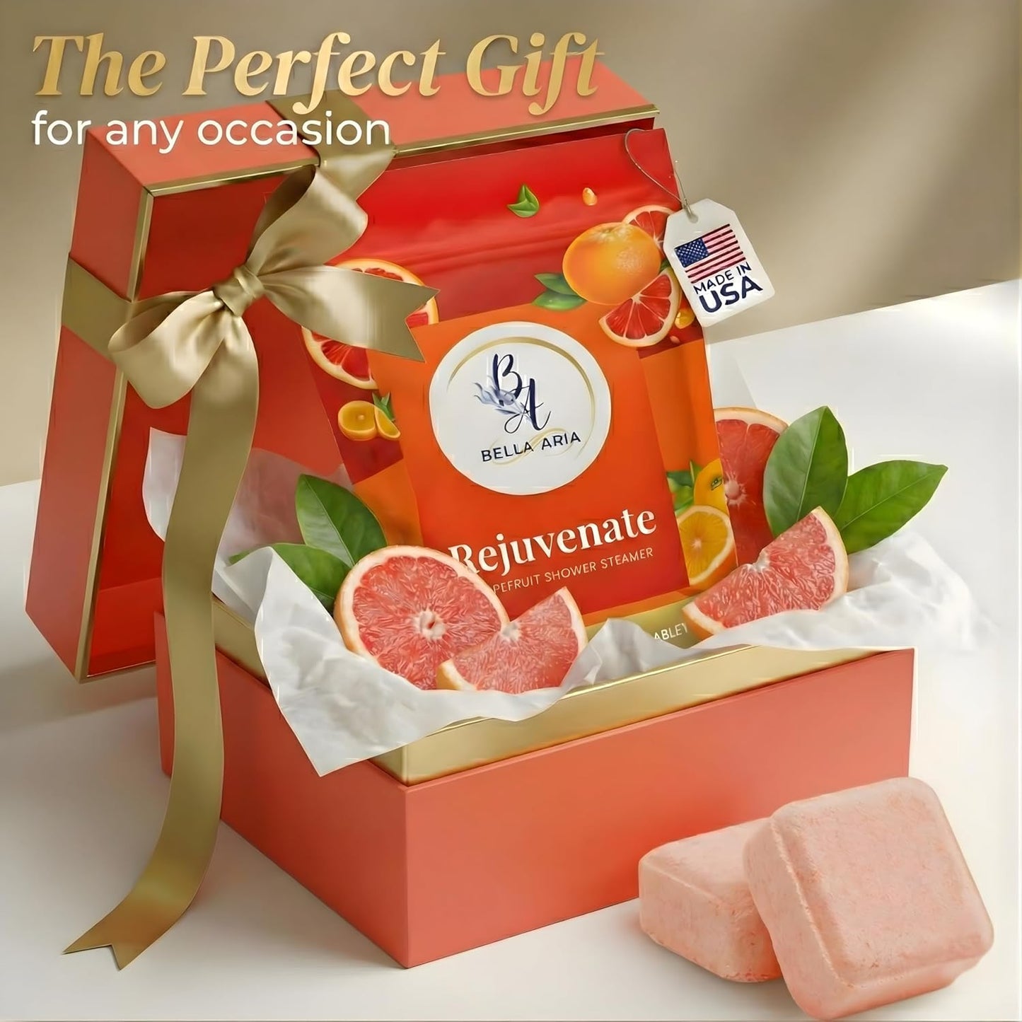 Grapefruit Shower Steamers Aromatherapy – 7 Long Lasting Essential Oil Shower Bombs – Large Spa Tablets for Rejuvenation – Made in USA, Self Care Gift for Men & Women