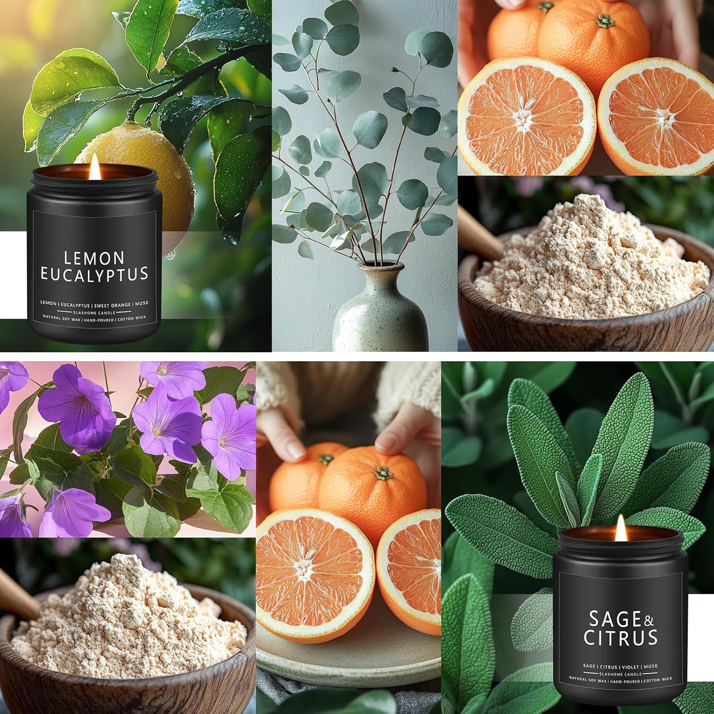 Citronella Candles Outdoor, Scented Candles Soy Jar Candle for Outdoor Patio Indoor Home Scented - Citronella/Lemon Eucalyptus/Lemongrass/Sage & Citrus, Gifts for Father Dad & Men (7oz - 4 Pack)