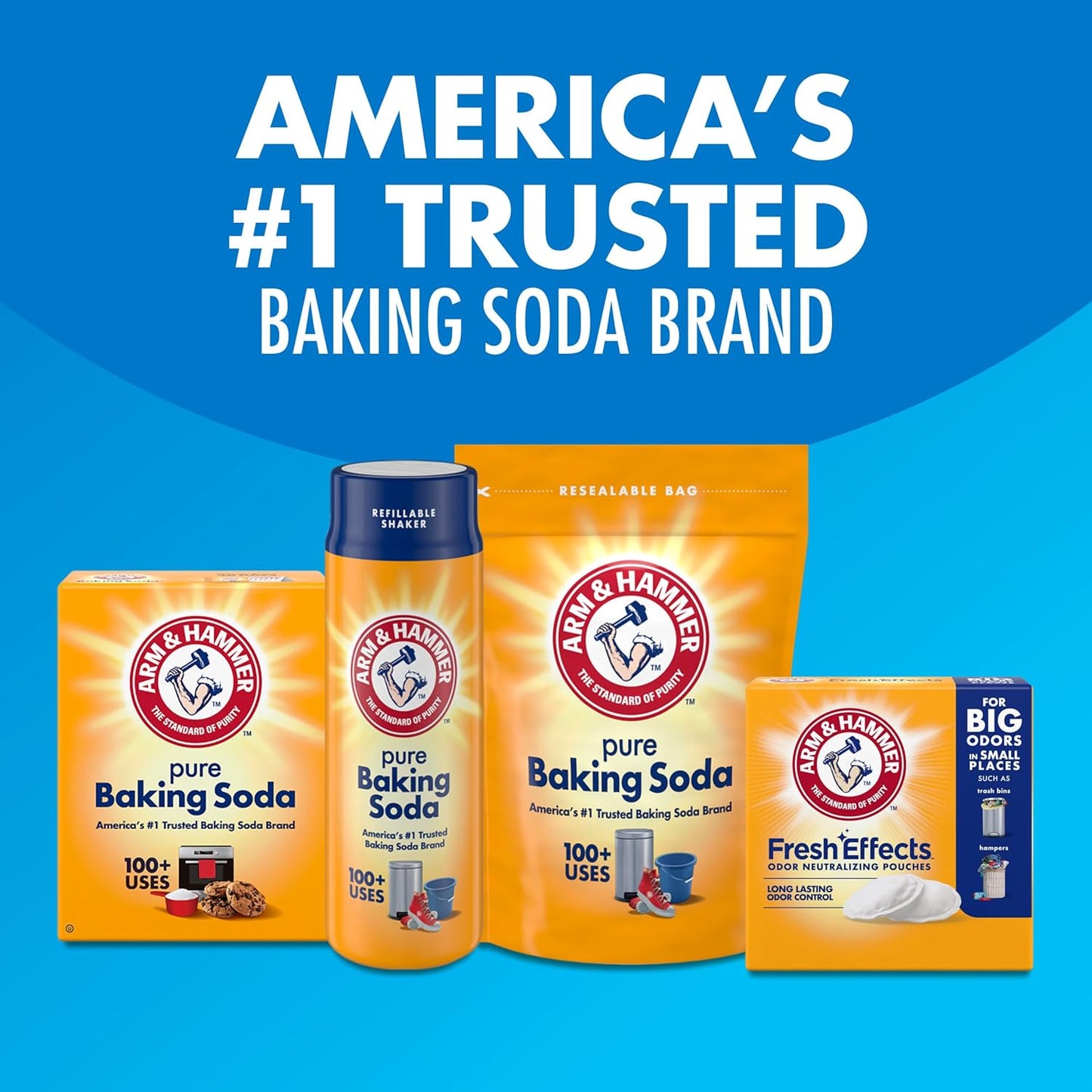 ARM & HAMMER Fresh Effects Odor Neutralizing Baking Soda Pouches, Long-Lasting Fragrance-Free Odor Absorber for Shoes, Cars, Home & Small Spaces, 5 Count