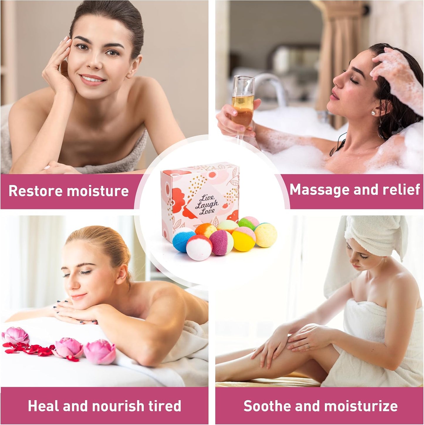 48 Natural & Organic Bath Bombs for Women and Kids, Rich in Essential Oils, Relaxation and Stress Relief, BathBombs Gift Set for Mothers Day, Christmas, Valentines Day & Birthday