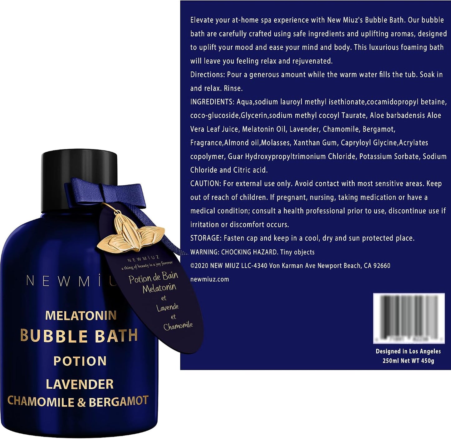 Deep Sleep Melatonin Bubble Bath - Long Lasting Foaming Bubbles - Moisturizing - Lavender Chamomile Bergamot - Relaxing Stress Relief - Calming Self Care Spa Gift for Birthday Christmas