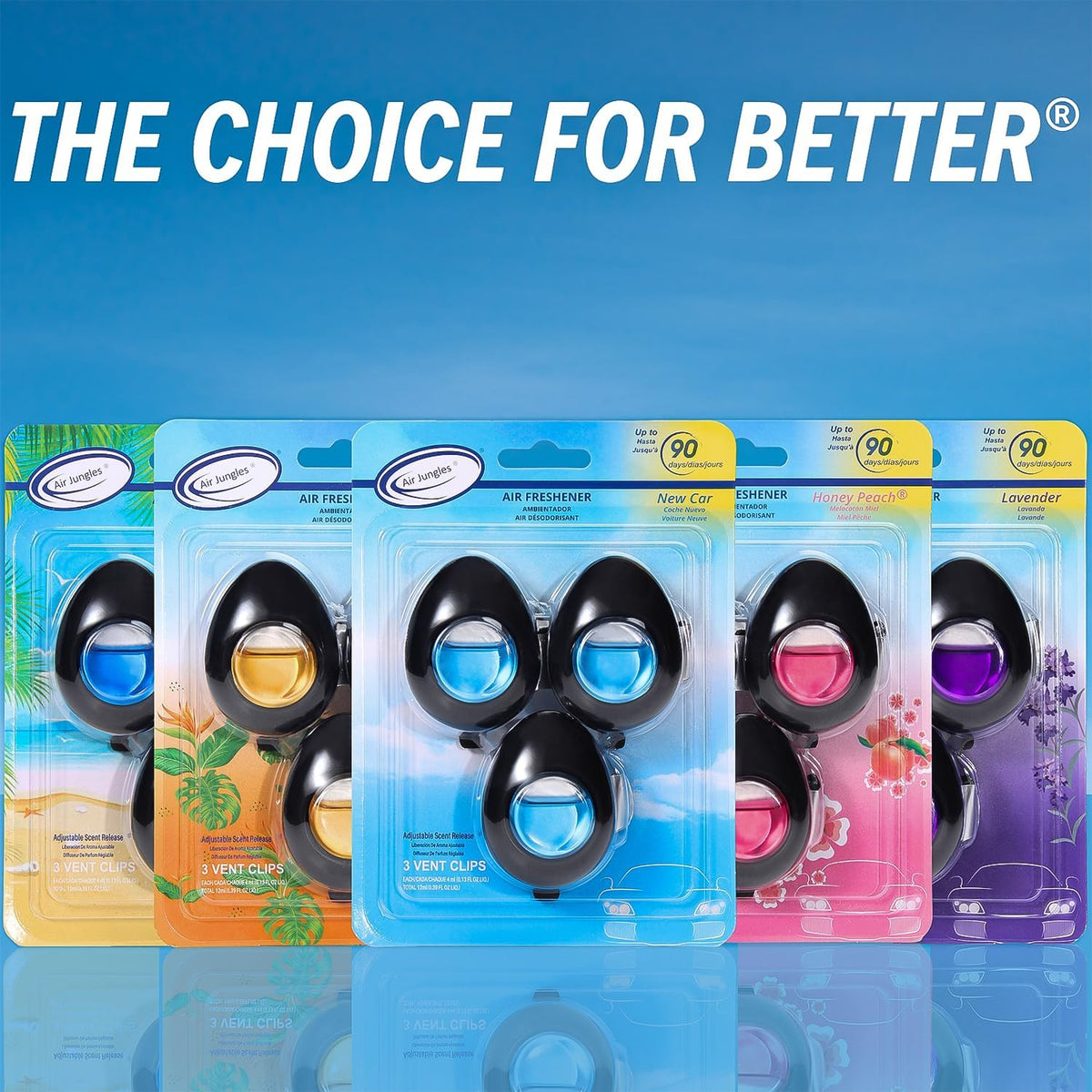 Air Jungles Car Air Freshener Vent Clip 3 Ct, Lavender Scent