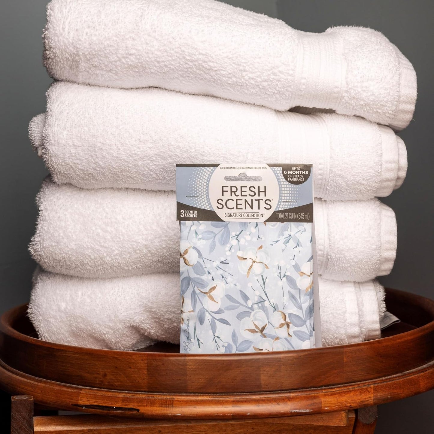 Fresh Scents Scented Sachets | White Cotton |Home Fragrance | Long Lasting (Up to 6 Months) | Air Freshener for Closets, Drawers, & Cars | 6 Pack