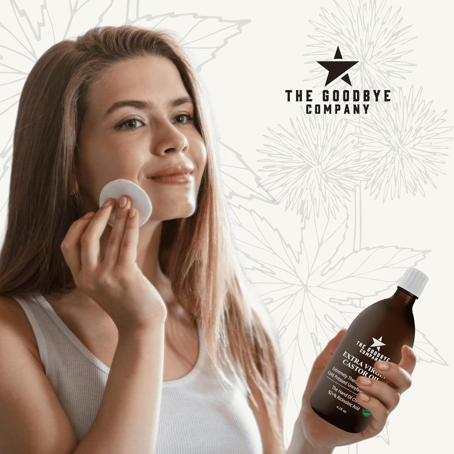 The Goodbye Company Organic Castor Oil for Hair, Skin & Eyelashes – 100% Pure, Cold-Pressed, Hexane-Free, Unrefined – Nourishing Beauty & Wellness Oil in Dark Glass Bottle – 4.25oz