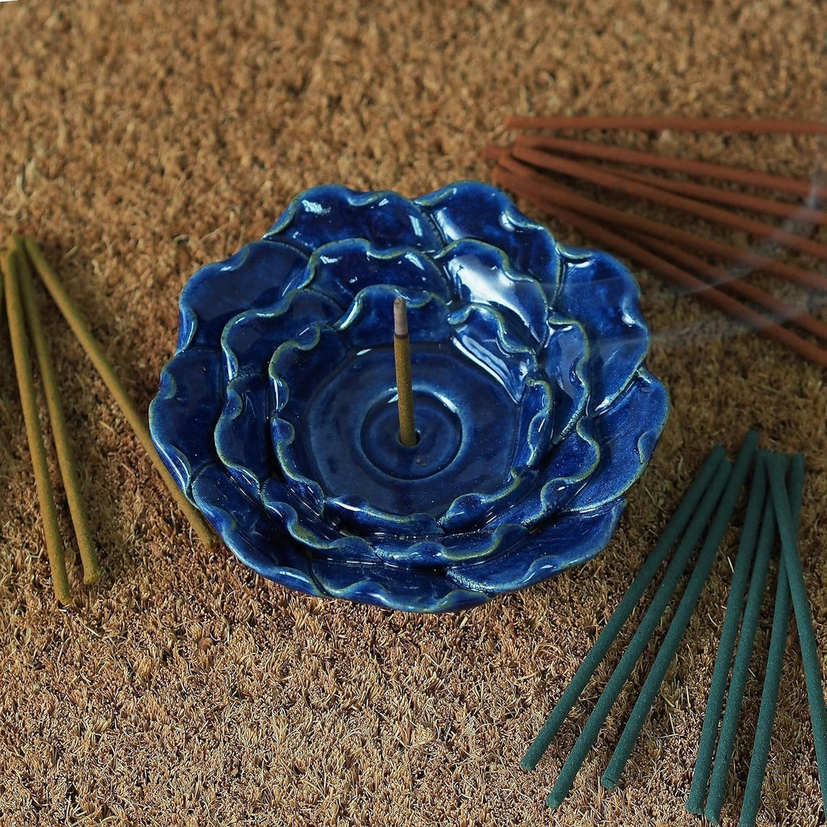 Hosley 6-Pack Ceramic Incense Holder Set w/ 60 Sticks