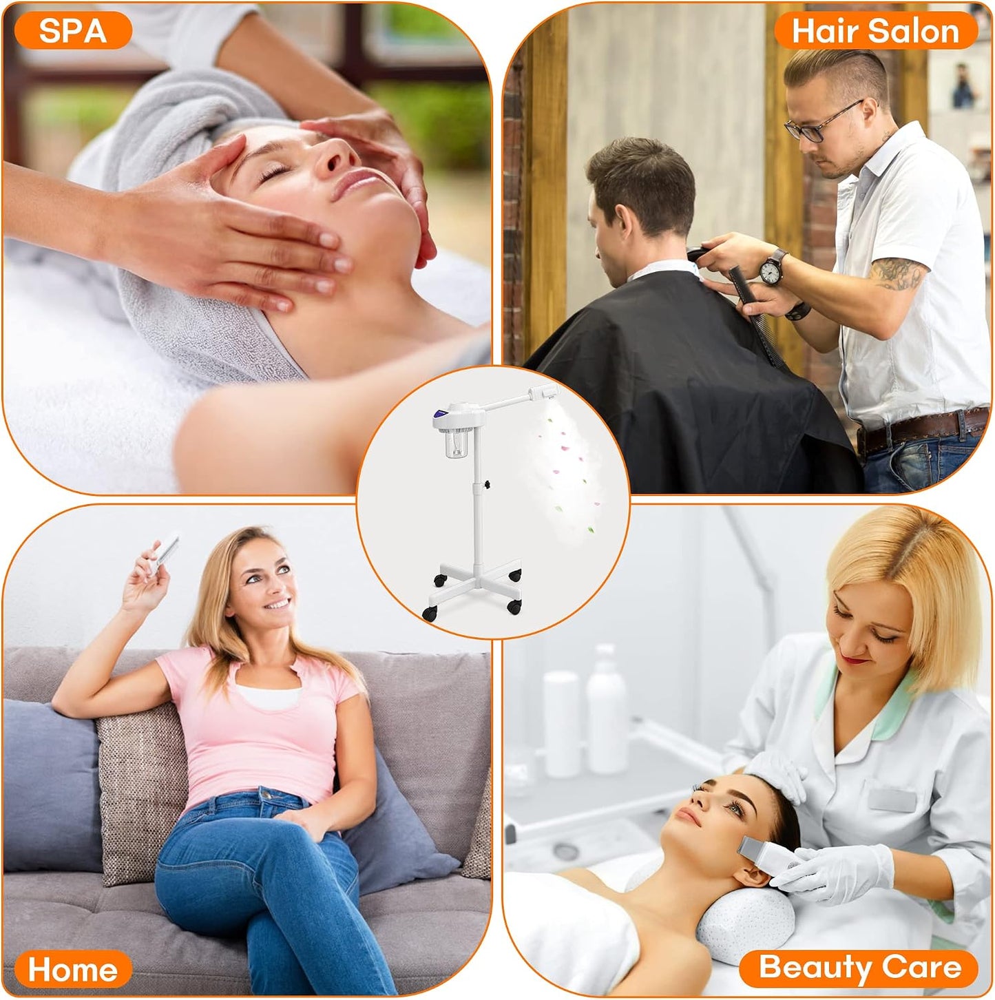 Professional Nano Ionic Facial Steamer on Wheels with Ozone Function, Standing Face Steamer for Deep Pore Care, Hydration, Home Spa & Salon Use