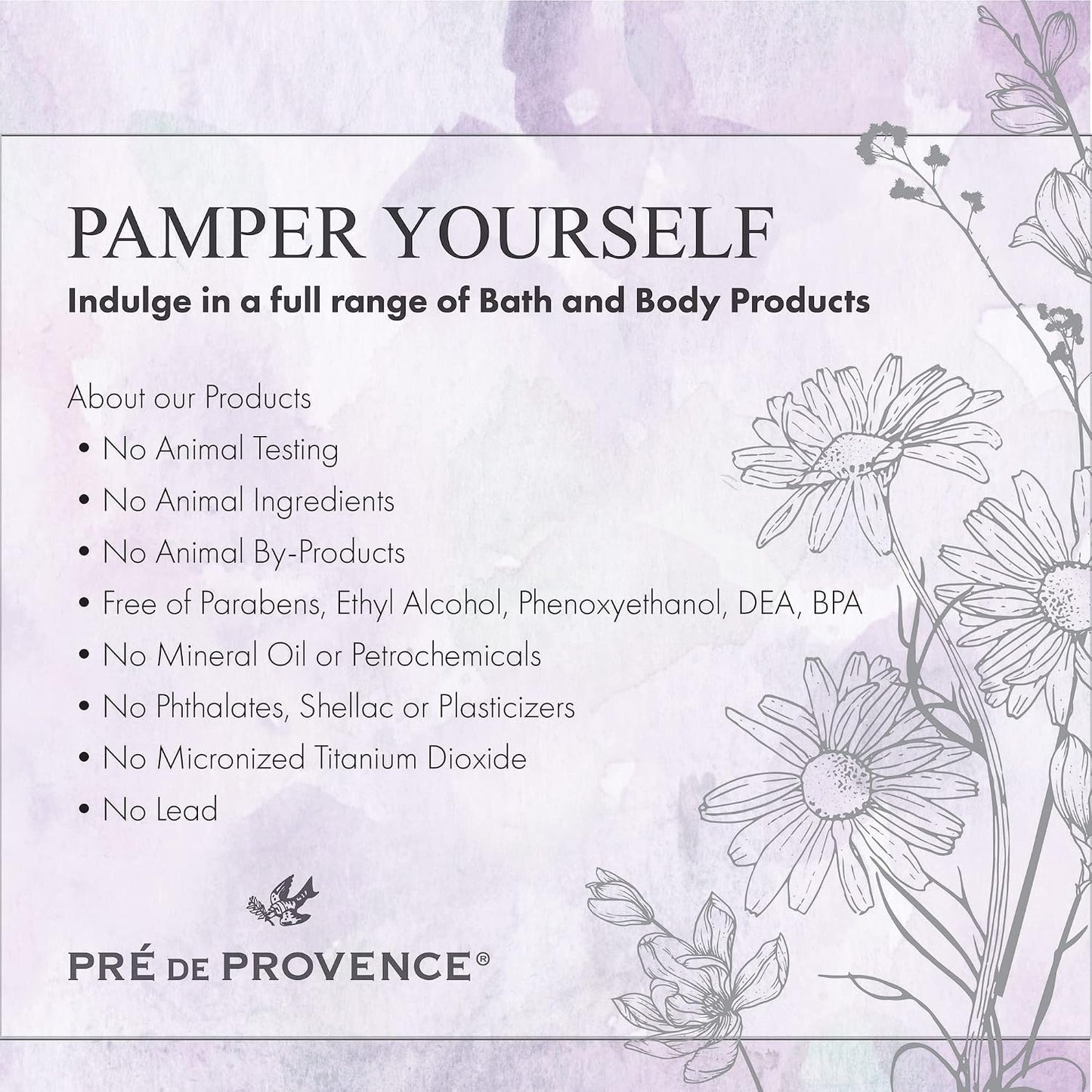 Pre de Provence Provincial Lavender Collection Soft Calming Scent for Your Home, Dried Blossoms, 4.2 oz