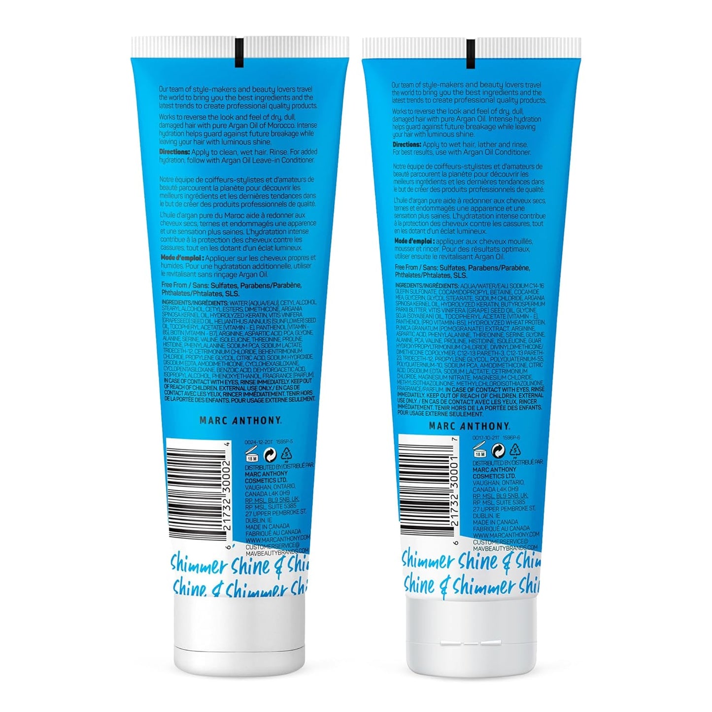 Marc Anthony Argan Oil Shampoo & Conditioner Set with Keratin - Moisturizing & Hydrating for Dry, Dull Hair - Repairs, Strengthens & Revives Shine with Nourishing Argan Oil of Morrocco - Sulfate Free