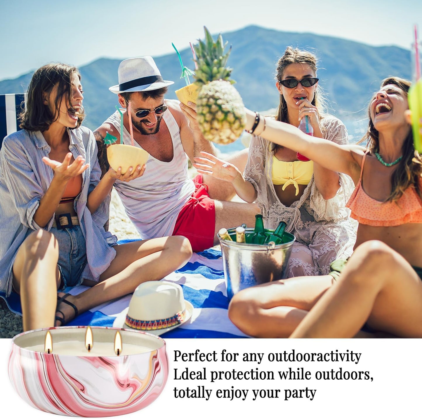 4 Pack Citronella Candles-3 Wick Scented Candles,Outdoor Candle Bulk 12 oz Large Candle Gift for Patio,Summer Gifts,Anniversaries GIF.