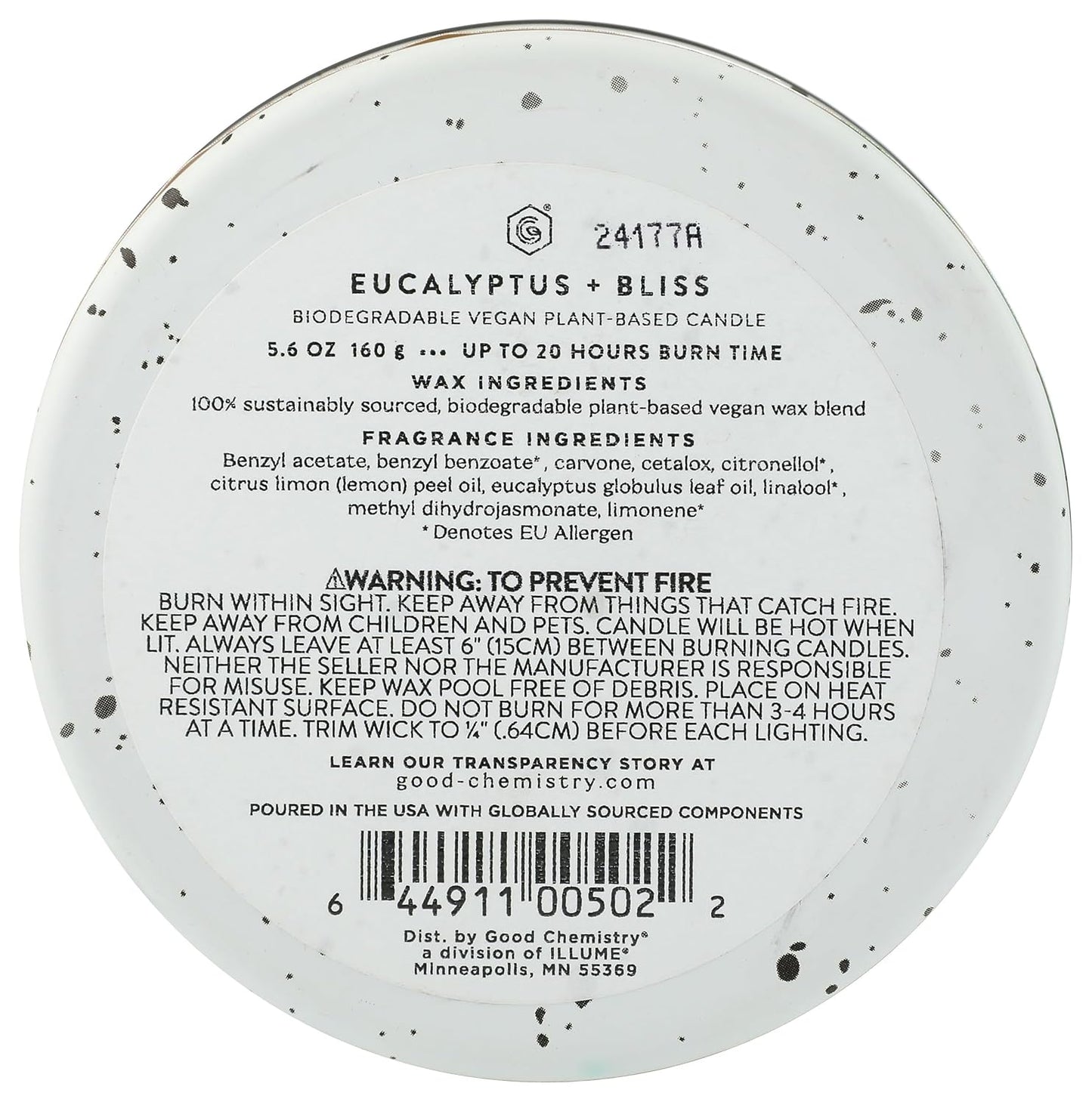 Good Chemistry, Candle Tin Eucalyptus Bliss, 5.6 Ounce