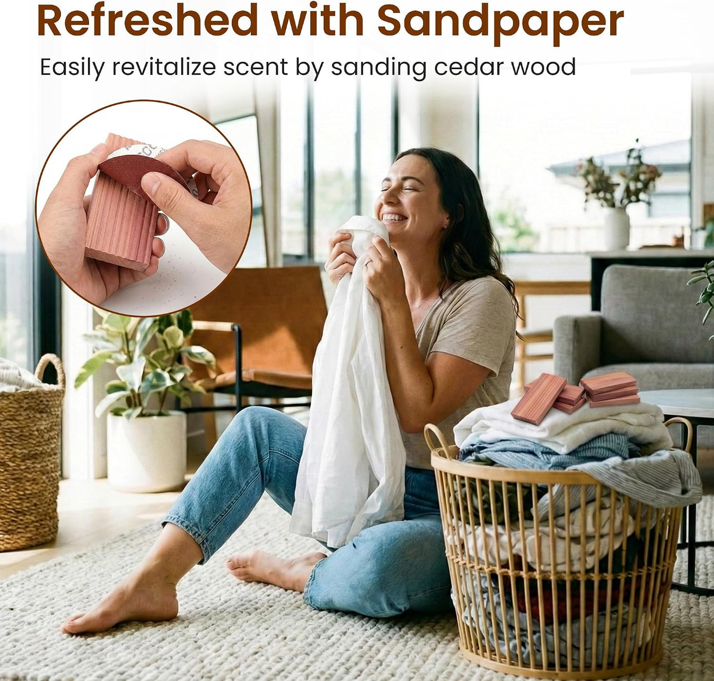 Cedar Blocks for Clothes Storage, Natural Cedar Wood Sachets, Balls & Rings for Closets and Drawers, 100% Natural & Fresh Scented Wardrobe Organizer, 82 Pack