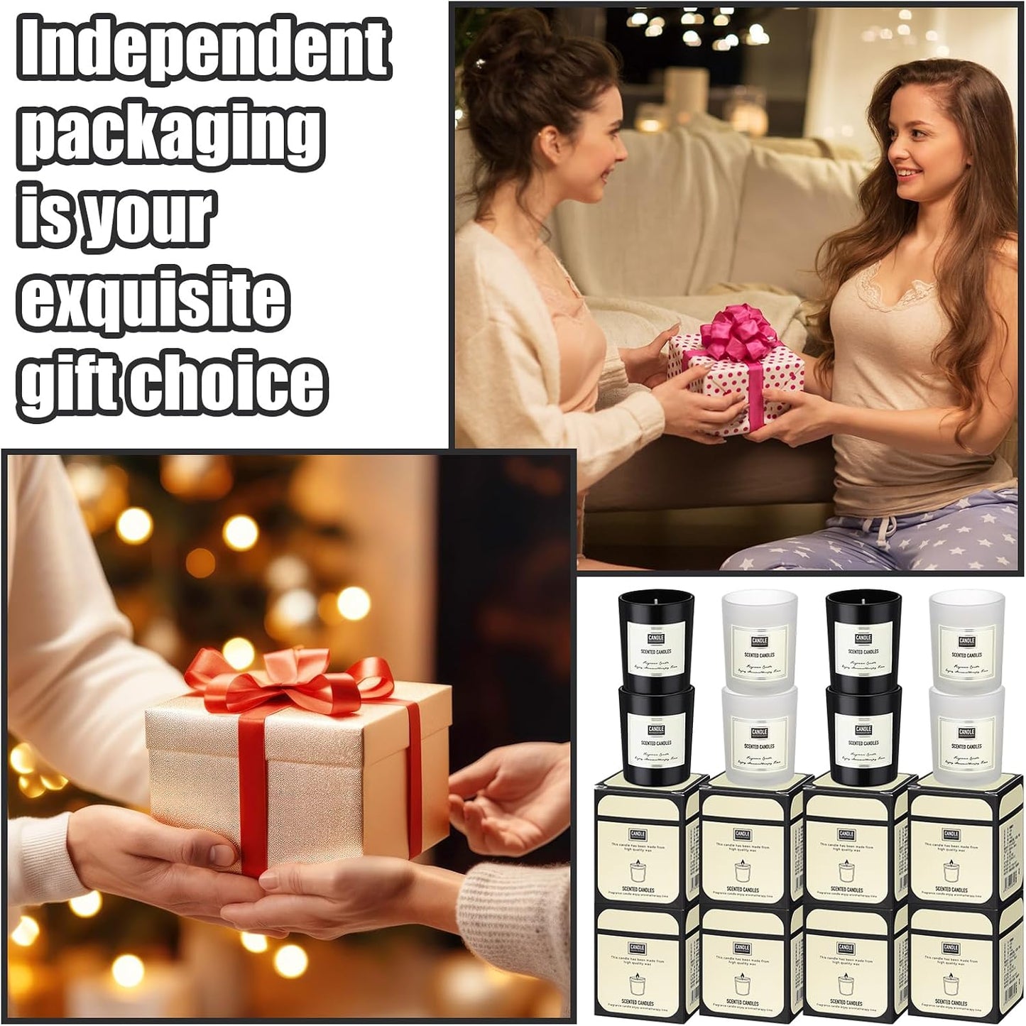 Threlaco 72 Pcs Scented Candles Bulk Home Aromatherapy Candle Gift for Women 8 Fragrance Long Lasting Soy Wax Jar Candles for Mother's Day Thanksgiving Christmas Coworker Employee (Fresh, Black White)