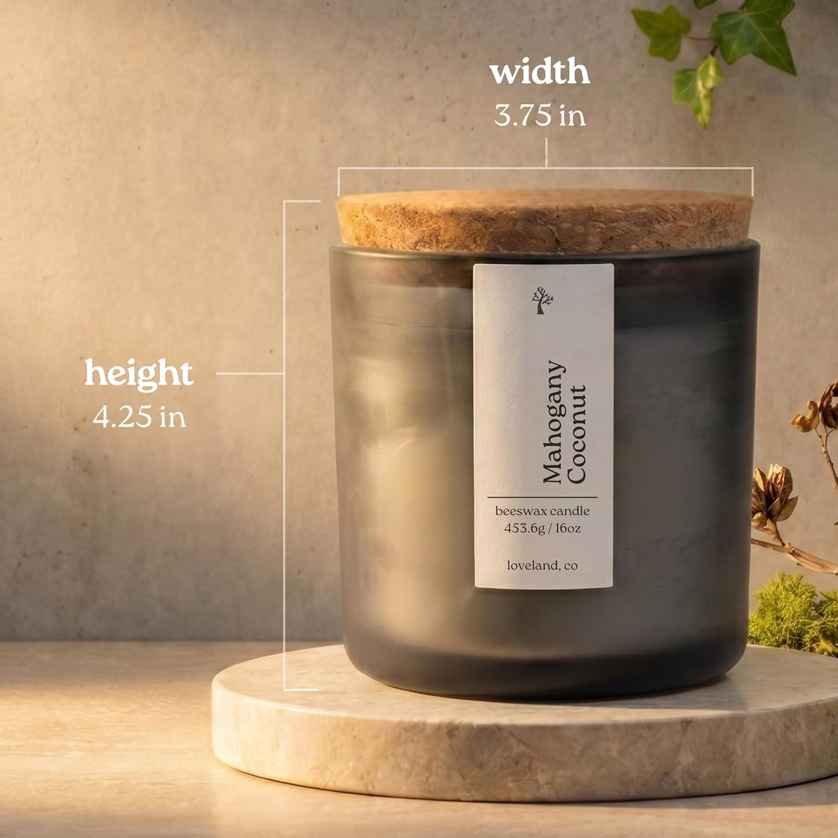 Aspen & Oak Non Toxic Beeswax Candle 16oz - Mahogany Coconut