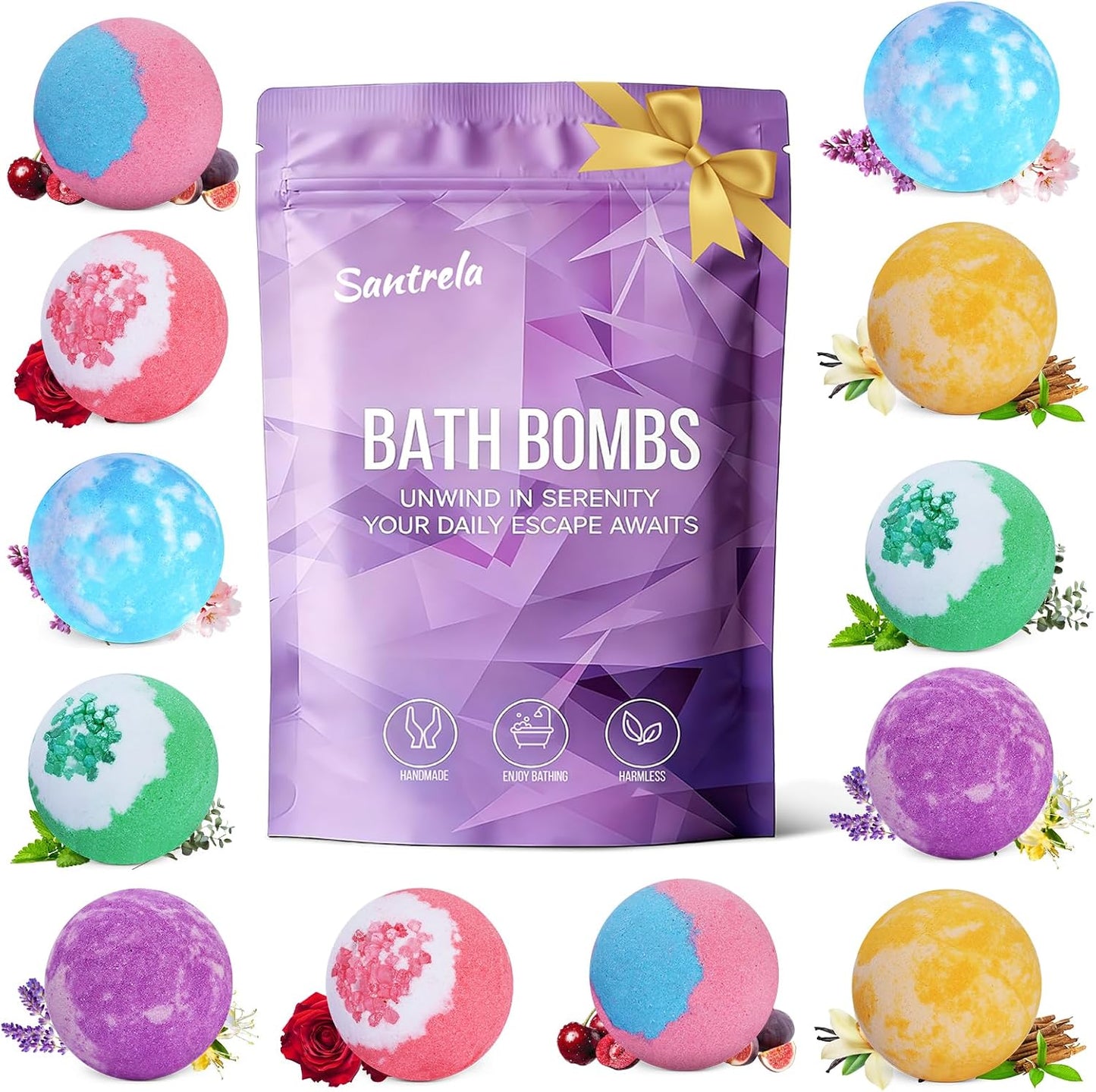 Bath Bombs for Women Relaxing, Self Care Bath Bombs Gift Set for Women, 12pcs Natural Bathbombs with Shea Butter, Mother’s Day Christmas Day Birthday Gift for Girls Wife Mother Her,Stocking Stuffers