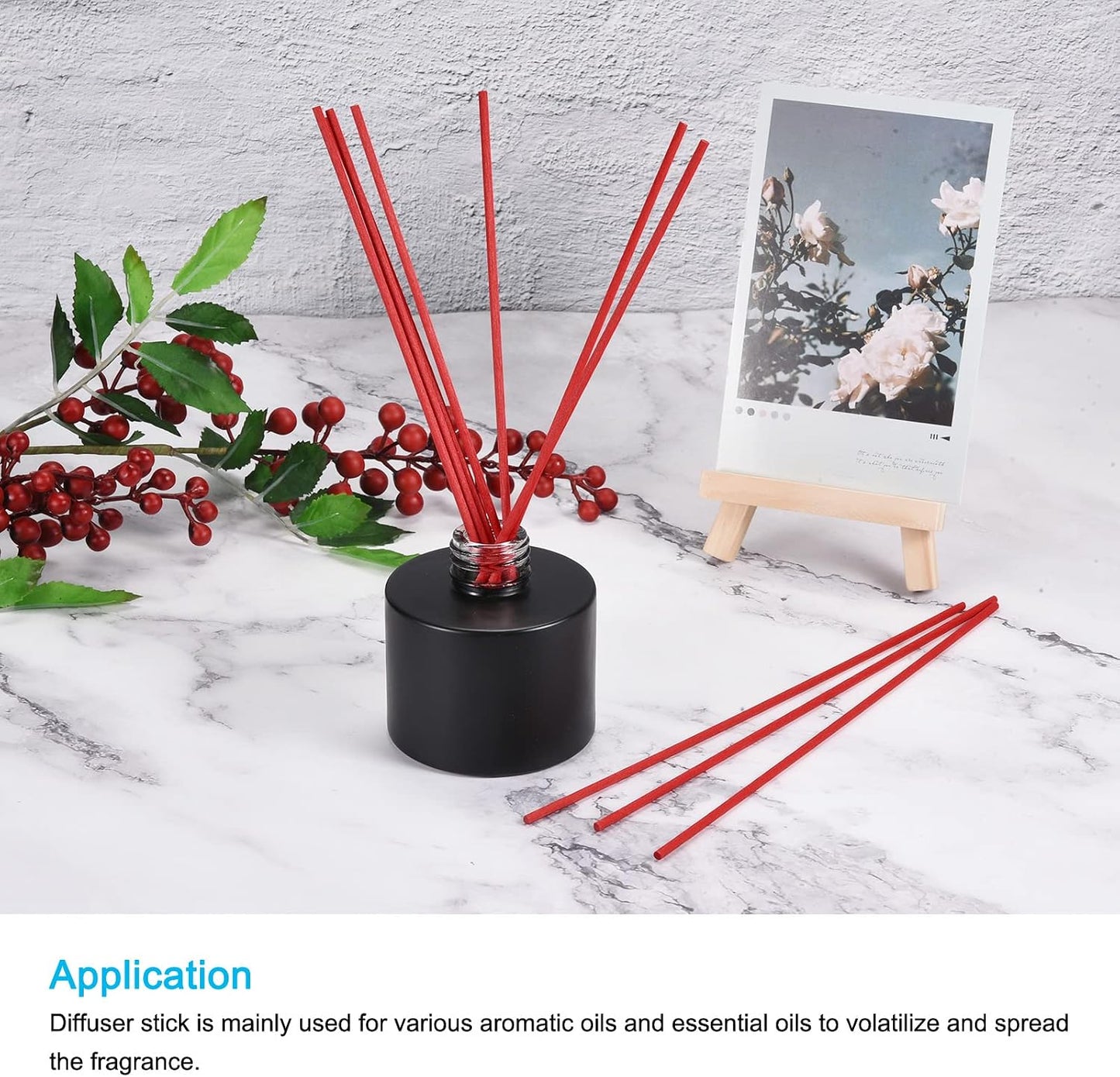 MECCANIXITY Fiber Reed Diffuser Sticks 8.6" x3mm for Aroma Fragrance Essential Oil, Red Pack of 50