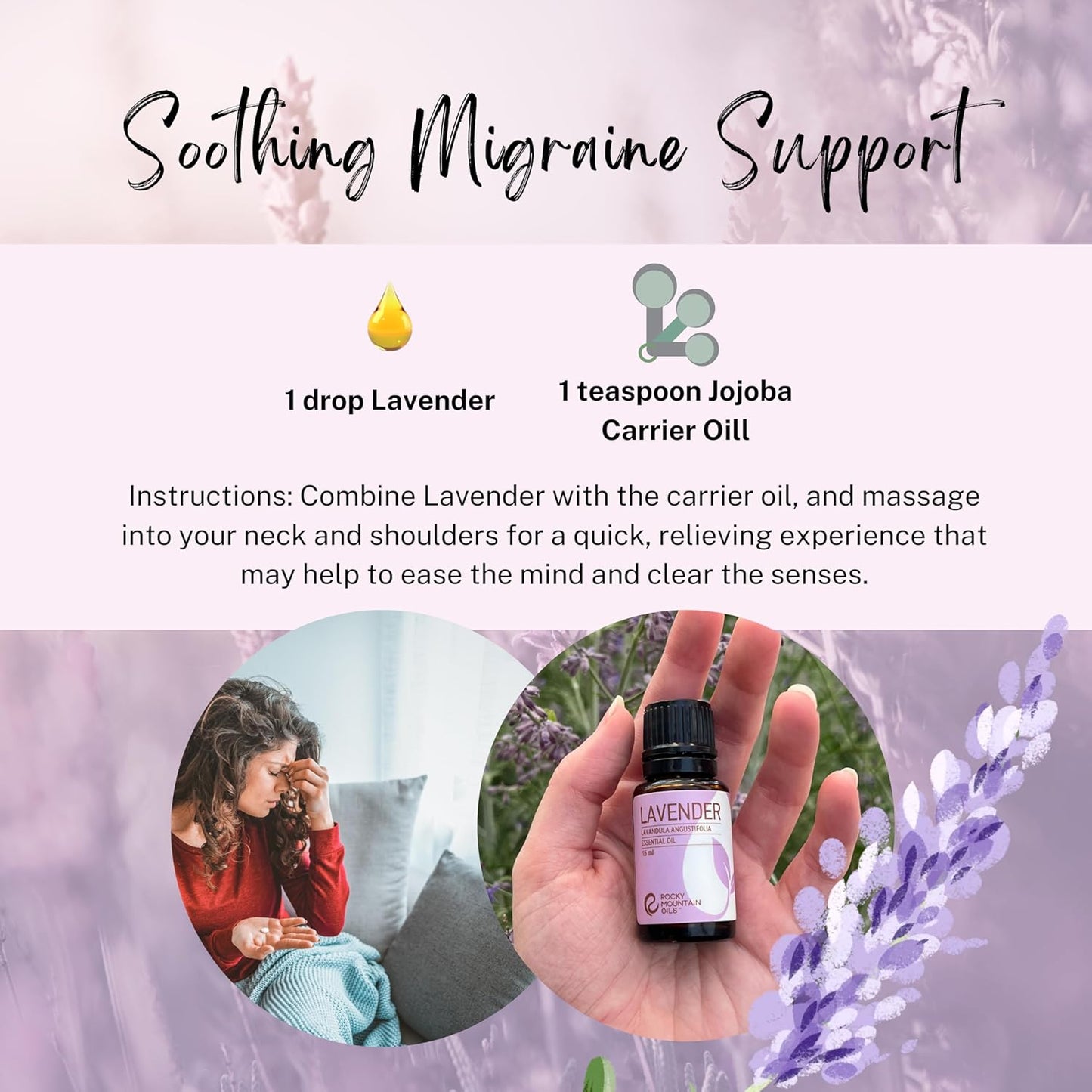 Rocky Mountain Oils Lavender Essential Oil - Diffuser Oil, Pure Essential Oils for Diffuser and Aromatherapy, Perfect for Hotel, Spa, Sleep Diffuser Oil