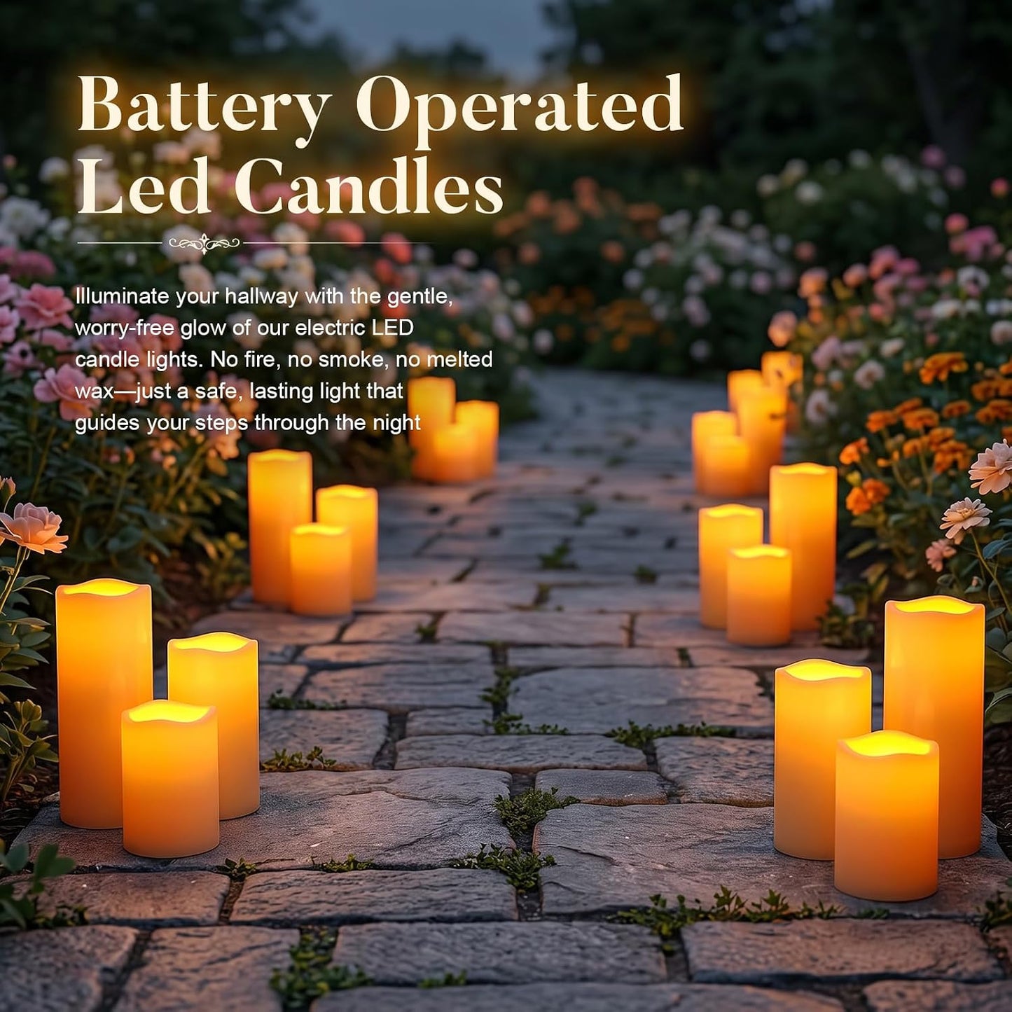5plots 4"×6" 8" Large Outdoor Waterproof Flameless Candles Ivory White with Timer & Remote, Battery Operated LED Flickering Pillar Candles for Patio Porch Halloween Christmas Lantern, Set of 2