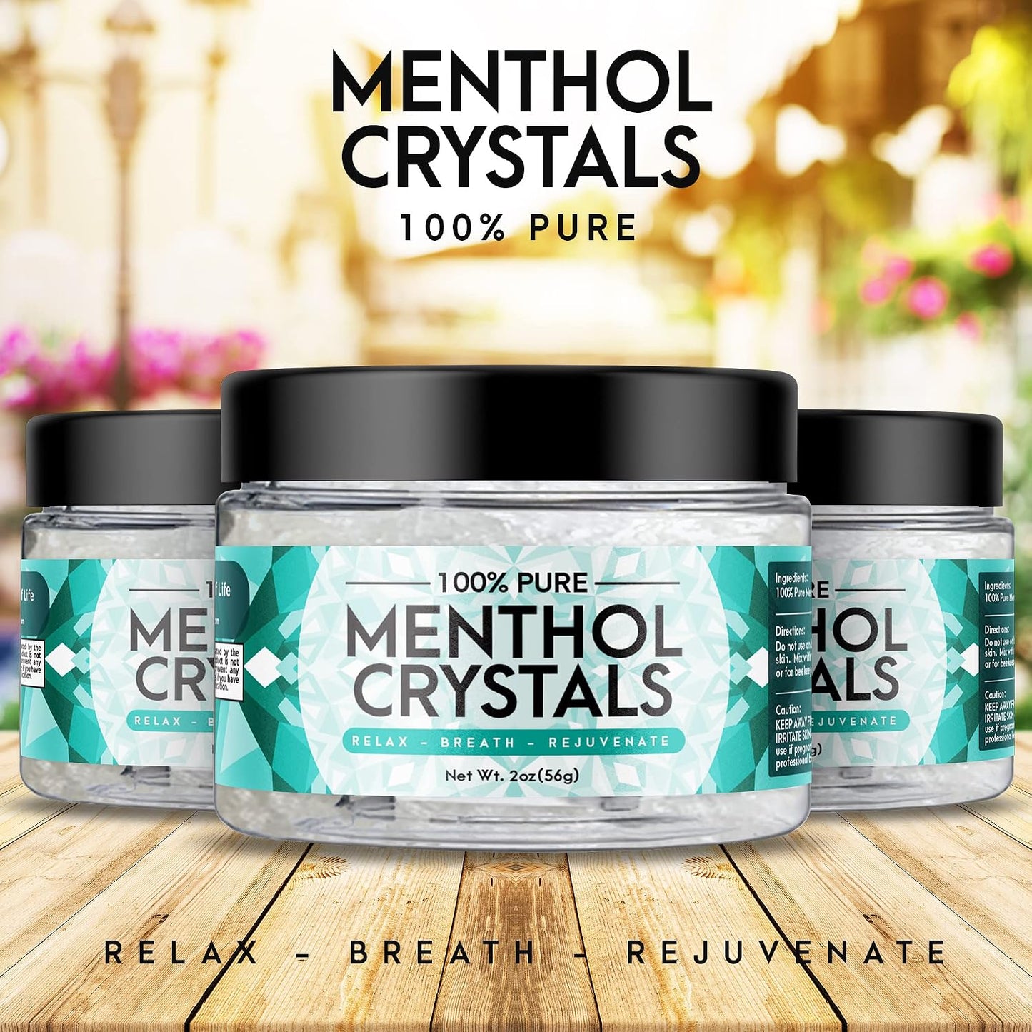 Three Drops of Life Menthol Crystals, Natural Mentha Arvensis, Aromatherapy for Shower Steamers, Humidifiers, Room Freshener or Addition for Cosmetics and Blends (2oz)