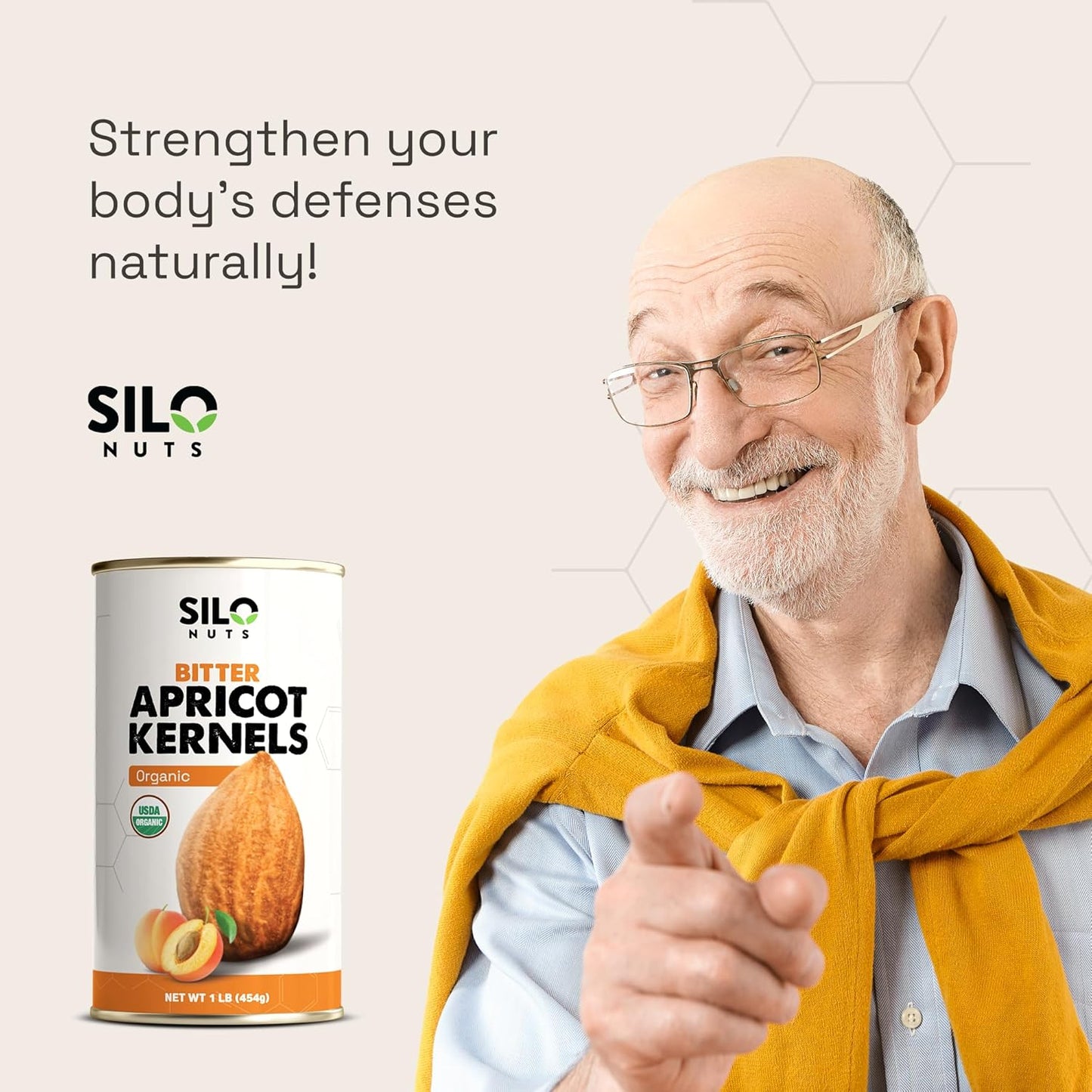 SILO Nuts Organic Bitter Apricot Kernels - 16 oz USDA Certified Organic Bitter Apricot Seeds - Natural & Non-GMO, Premium Quality Kernals, No Sulfur or Additives