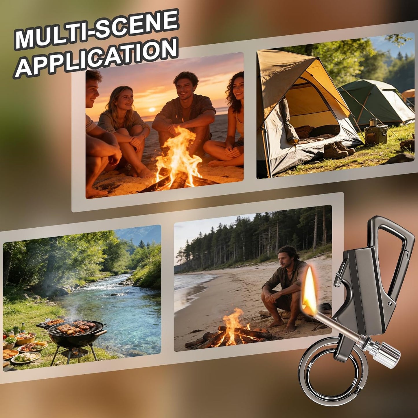 2 Pack Permanent Match Infinity Lighter with Tinder Storage Canister, Multitool Keychain Bottle Opener, Reusable Waterproof Match Strike Anywhere, Forever for Outdoor Survival, for Men Women