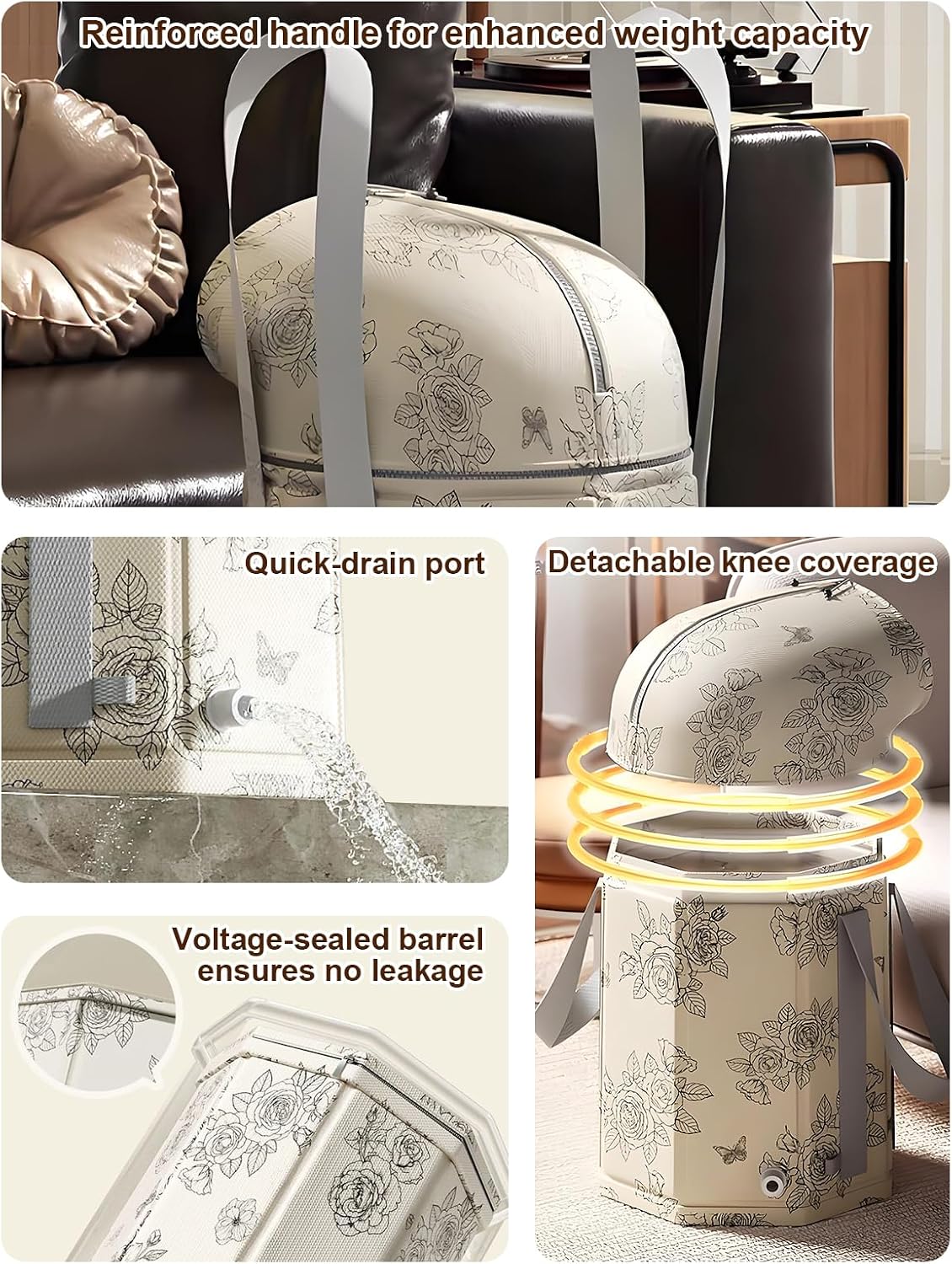 Foot Bath Basin Portable Travel Collapsible Foot Basin Folding Foot Bath Tub Soaking Feet Bucket for Camping Washing Fully Wrapped Knee Fumigation