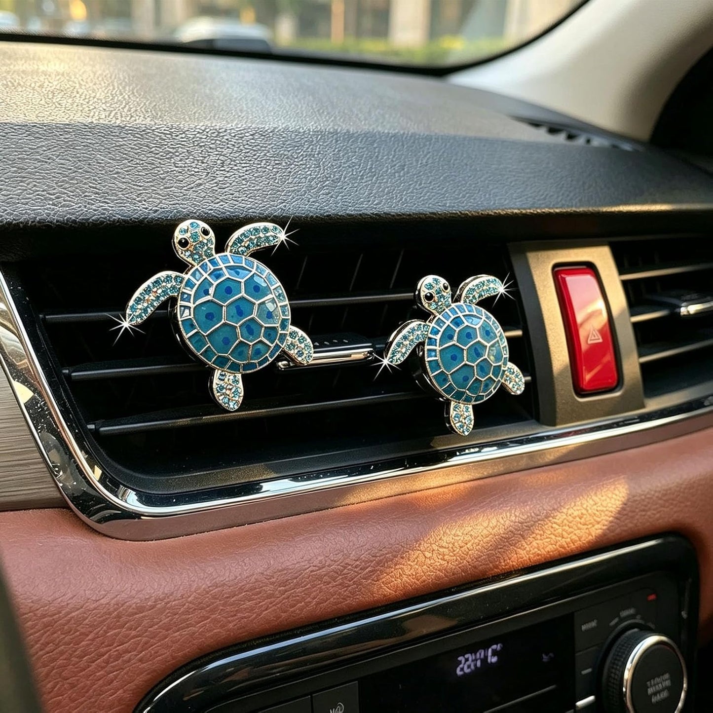 4pcs Cute Sea Turtles Car Air Vent Diffuser – Clip-On Fragrance Air Freshener for Cars with Replaceable Refills, Adorable Animal Car Vent Clip for SUV & Truck (Blue Green, Ocean)