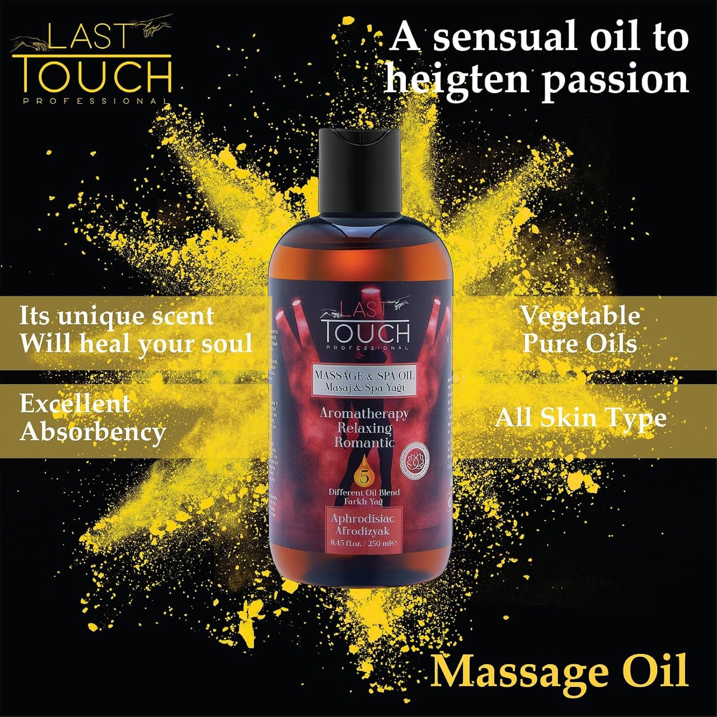 Aphrodisiac Massage Oil for Couples - Massage Oils for Date Night - Massage Oil for Massage Therapy - Aromatherapy Oil for Intimate Moments -Aphrodisiac Massage Oils - Muscle Relaxer Oils 8.45 Fl Oz.