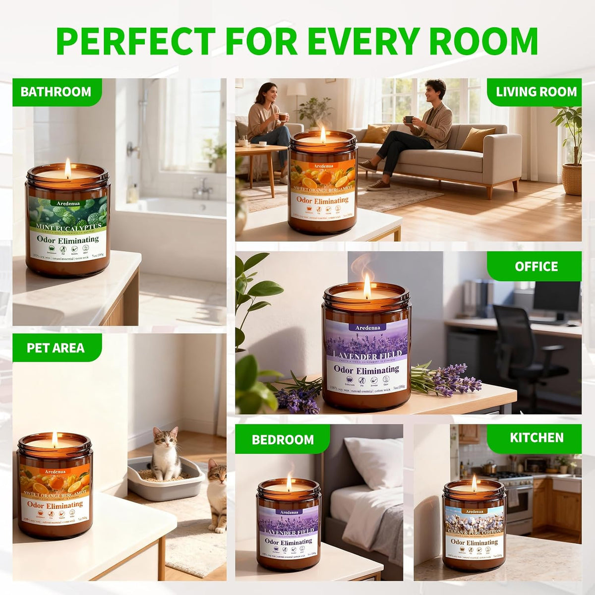 4-Pack Odor Eliminating Candles, 28 oz Soy Scented Candle