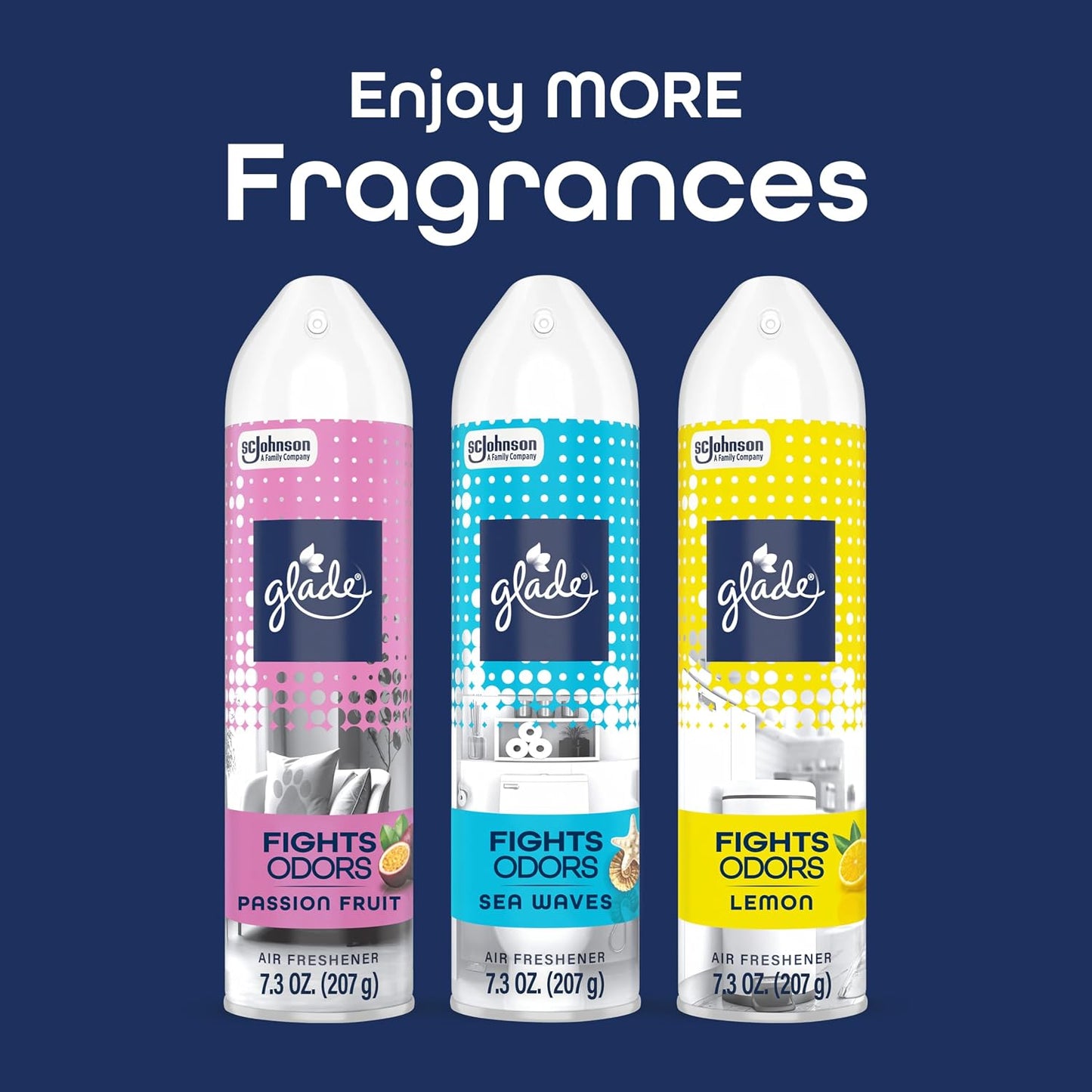 Glade Air Freshener Room Spray, Lemon, Odor Fighting to Deliver Long Lasting Freshness, 7.3 Oz, 6 Count