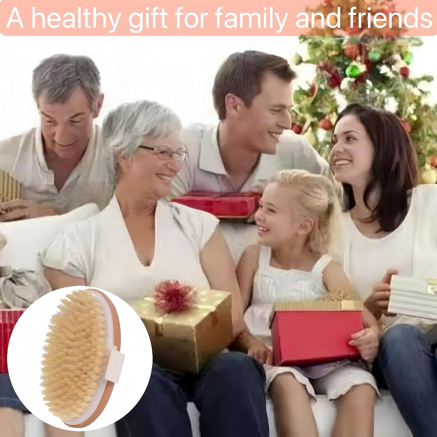 Dry Brush,Natural Bristle Exfoliating Scrubber,Dry Brushing Body Brush for Lymphatic Drainage,Cellulite Decrease,Dry Skin,Blood Circulation Boost and Pore Cleansing