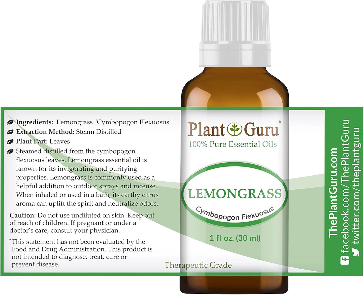 Lemongrass Essential Oil 1 oz / 30 ml 100% Pure Undiluted Therapeutic Grade For Aromatherapy Diffuser, Natural Healthy Skin, Body and Hair Growth