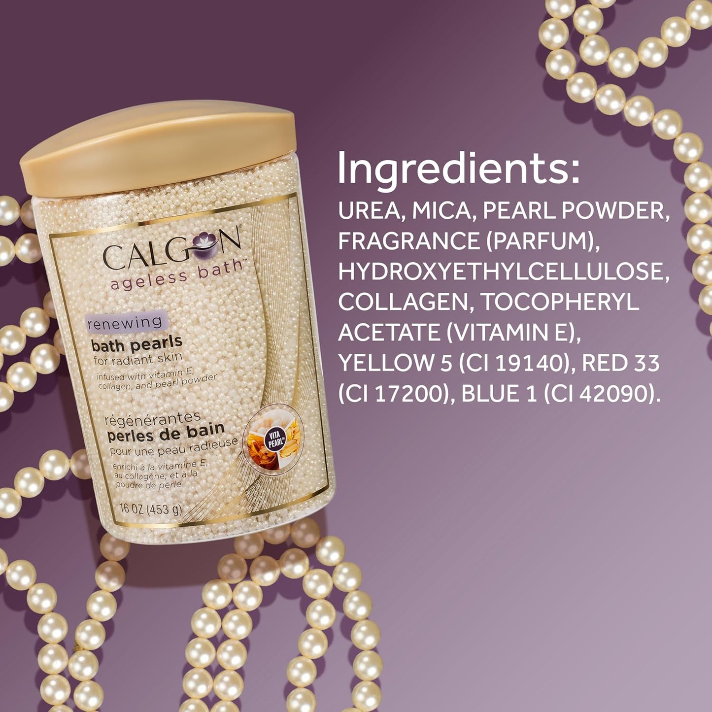 Calgon Ageless Bath Series Renewing Pearls, 16 oz.