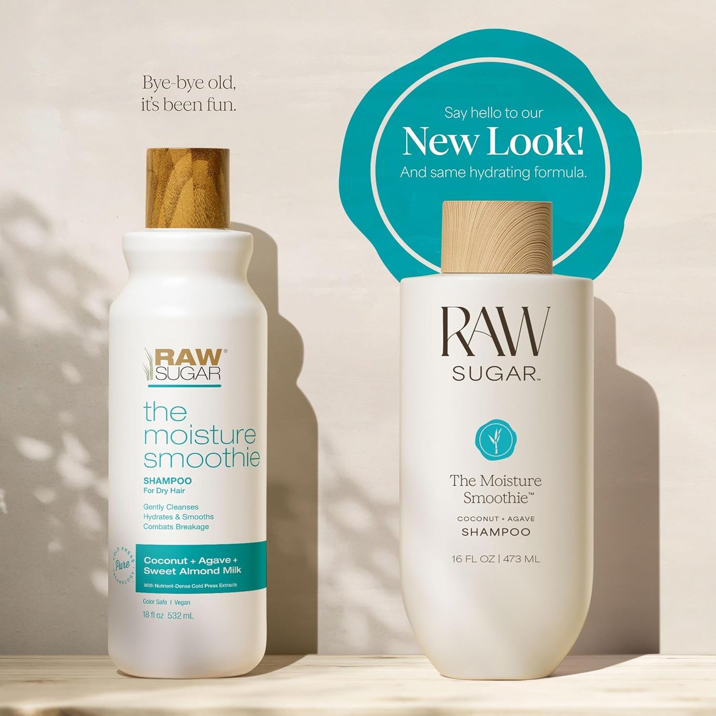 Raw Sugar The Moisture Smoothie Shampoo and Conditioner with Coconut Oil, Agave, & Sweet Almond Oil, Hydrates & Nourishes Dry Hair, Formulated without SLS/SLES or Parabens