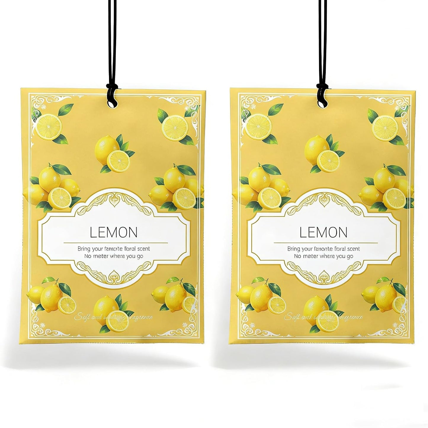 Lemon Sachets for Drawers and Closets - 2 Pack Long Lasting,Air Freshener Sachets Odor Eliminator Bags, Natural Fresh Scent for Wardrobe, Car & Home