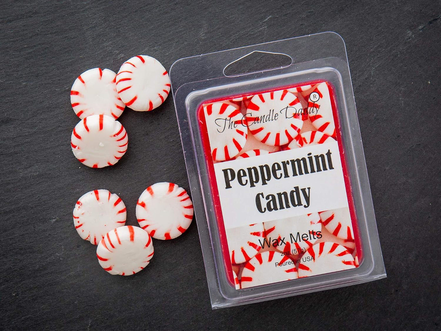 Peppermint Candy - Minty Fresh Scented Melt - Maximum Scent Wax Cubes/Melts- 1 Pack -2 Ounces- 6 Cubes Gift for Women, Men, BFF, Friend, Wife, Mom, Birthday, Sister, Daughter, Long Lasting Wax Tart
