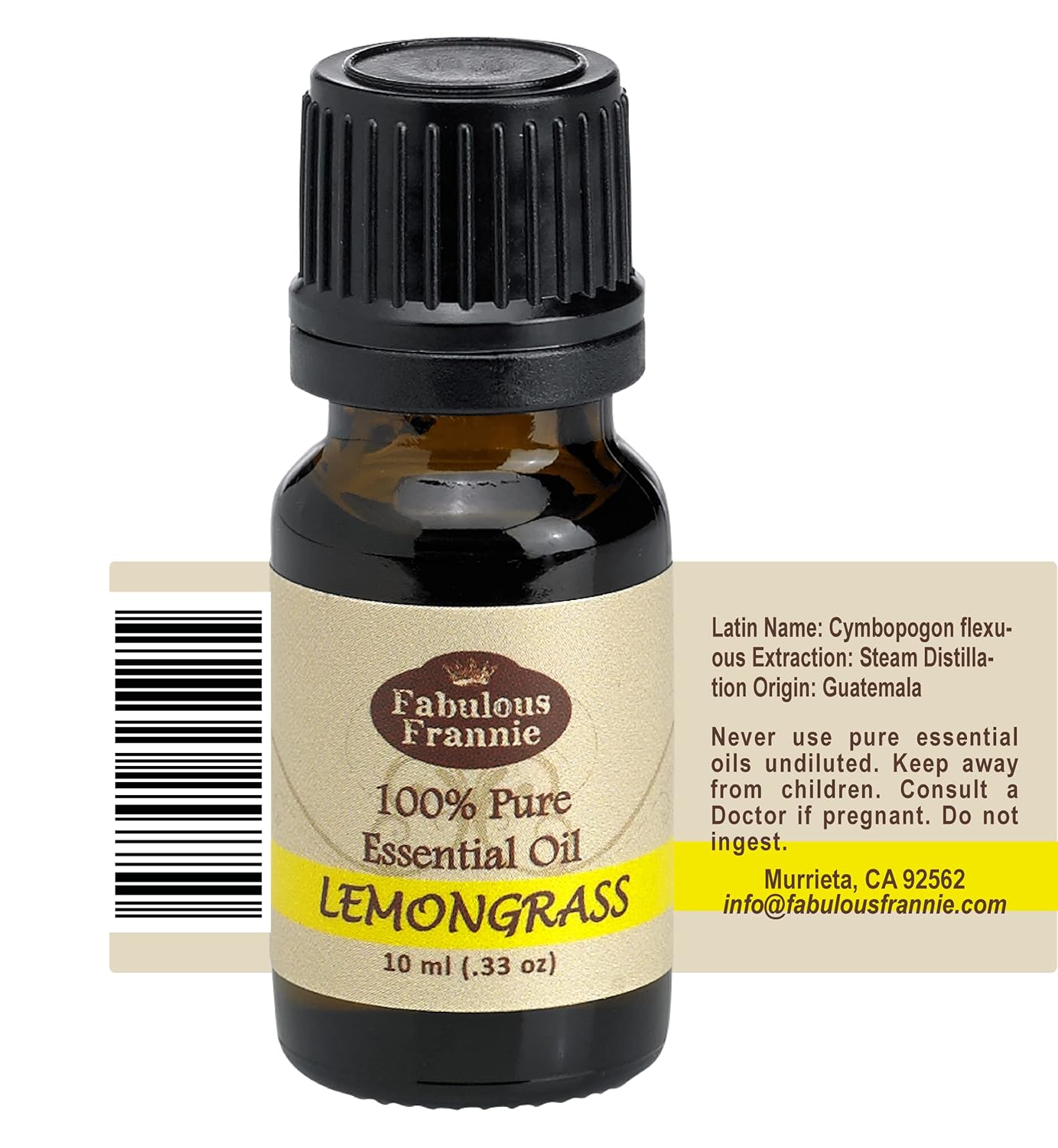 Fabulous Frannie Lemongrass 100% Pure, Undiluted Essential Oil Therapeutic Grade - 10 ml