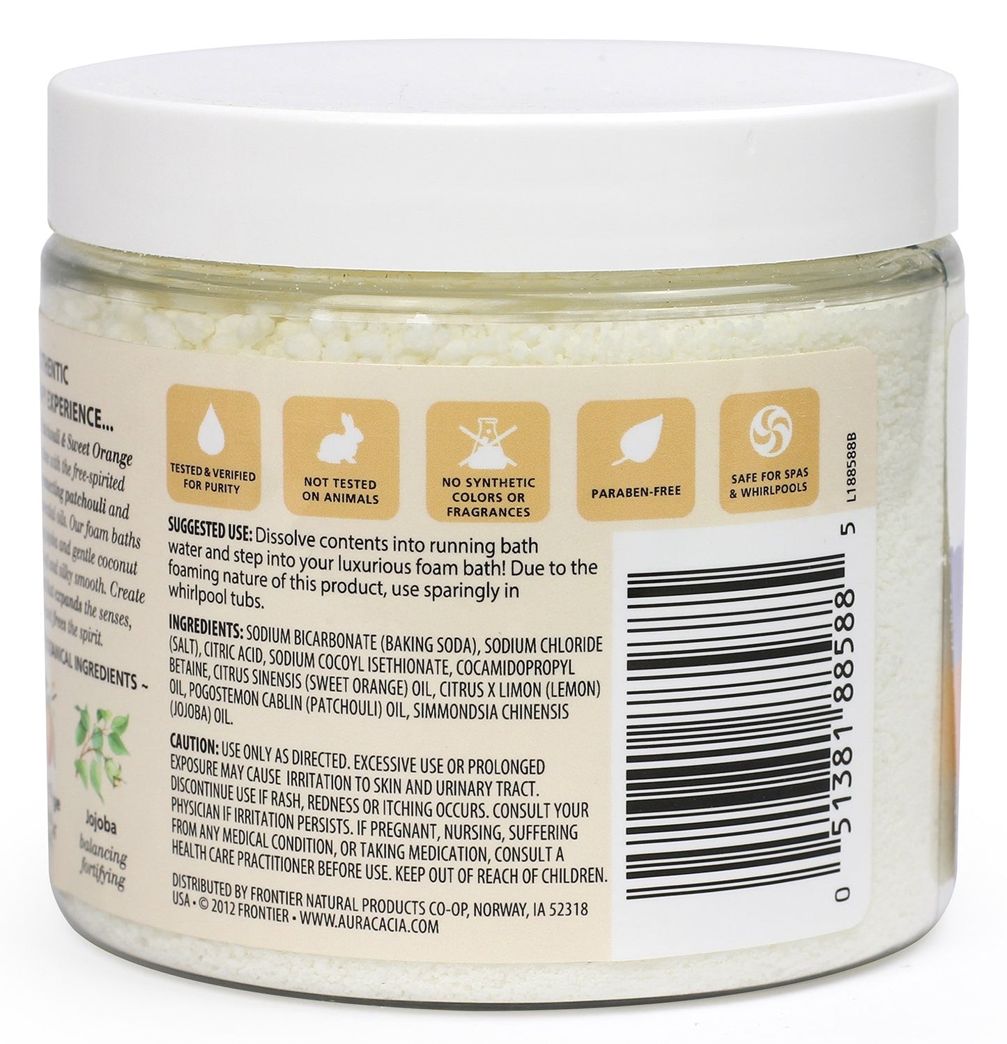 Aura Cacia Aromatherapy Foam Bath, Peaceful Patchouli and Sweet Orange, 14 ounce jar (Pack of 2)