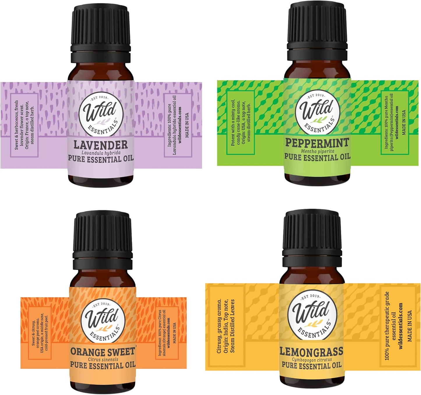 Wild Essentials Tree of Life Essential Oil Leather Wrap Bracelet Diffuser Kit, Gift Set, Lavender, Lemongrass, Peppermint, Orange Oils, 12 Pads, Customizable Color Changing Perfume Jewelry, Black