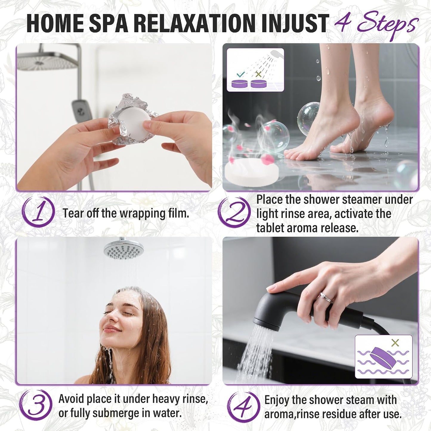 docolor 12-Pack Lavender Essential Oil Shower Steamers, Essential Oil Shower Bombs Gifts for Women, Stress Relief Relaxation Home Spa, Birthday Christmas Self Care Travel Essentials