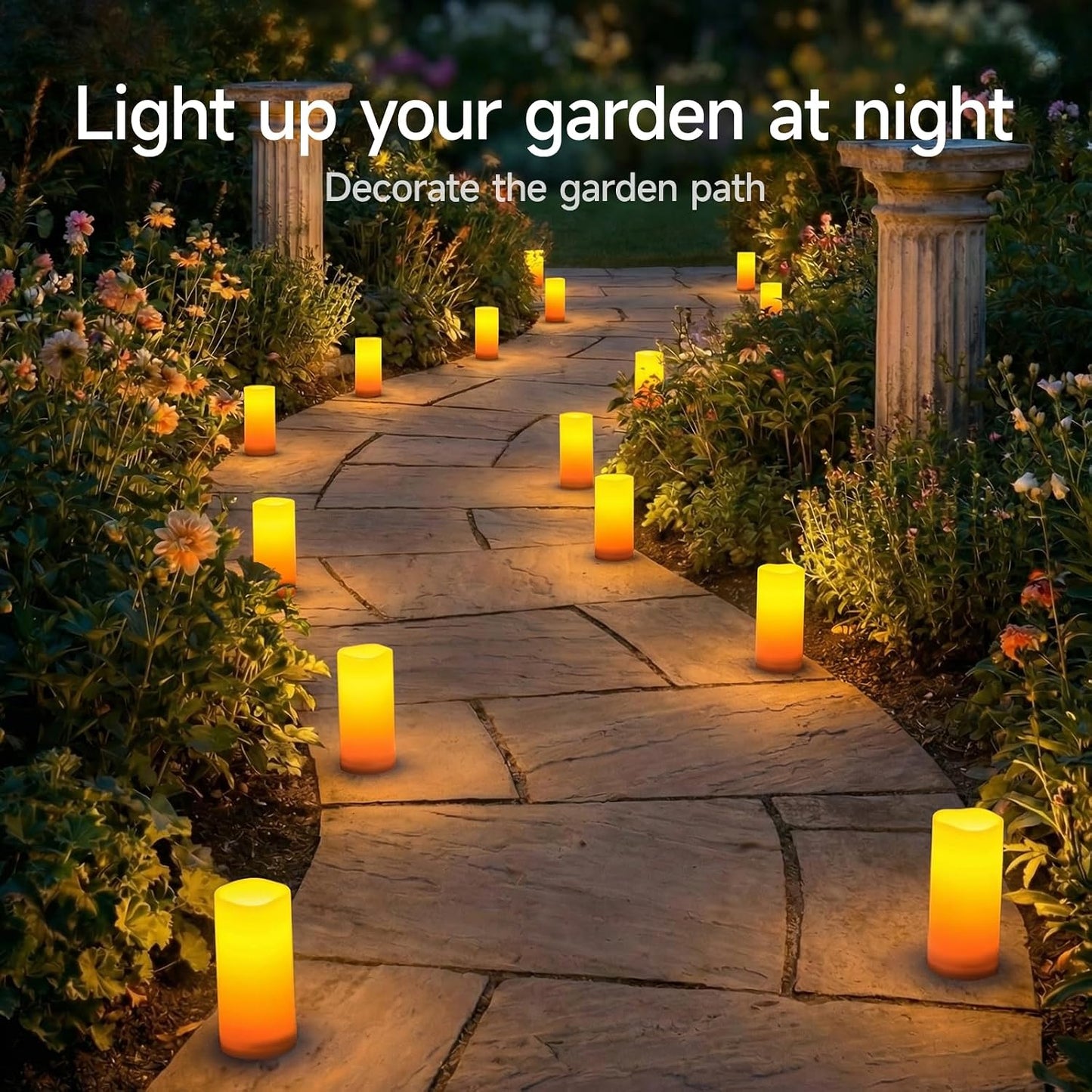 Homemory Large Solar Candles Outdoor Waterproof, 4"x6"8" 10", Dusk to Dawn, Solar Powered Flameless Candles for Outdoor, Lanterns, Set of 3